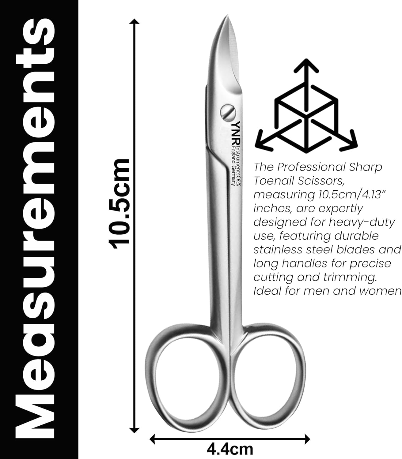 YNR German Stainless Steel Nail Scissors Cutting & Trimming Toenail Scissor Anti-Slip Serrated Blade for Men & Women Manicure & Pedicure Shares for Thick Nails & Cuticle with Pouch image number 3