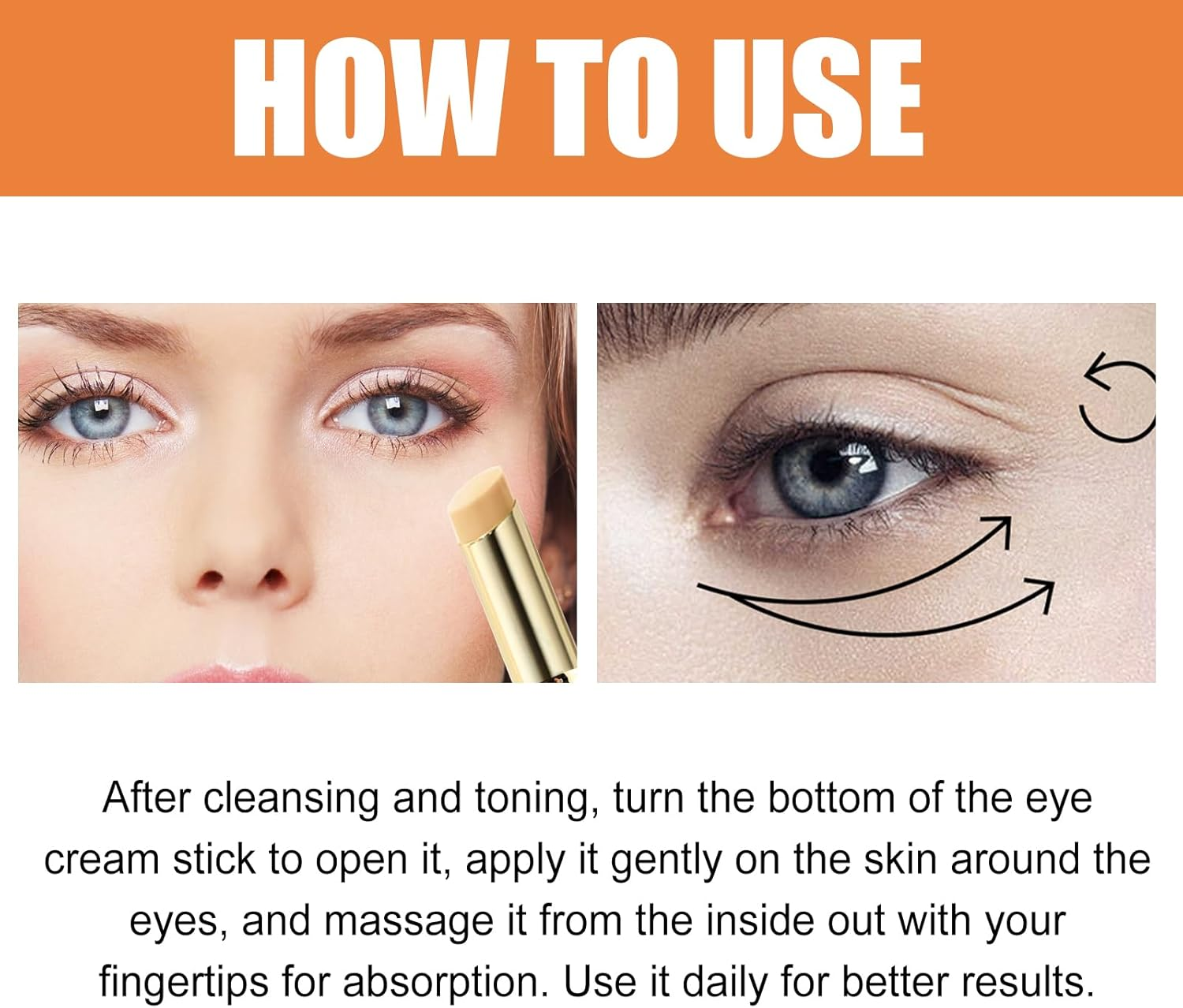 Eye Balm with Vitamin C Brightens and Reduces Puffiness, Multi Correxion Hydrating Eye Stick for Dark Circles and Puffiness, Moisturizing Hydrating Cream Retinol Deep Wrinkle Serum (1Pcs) image number 3