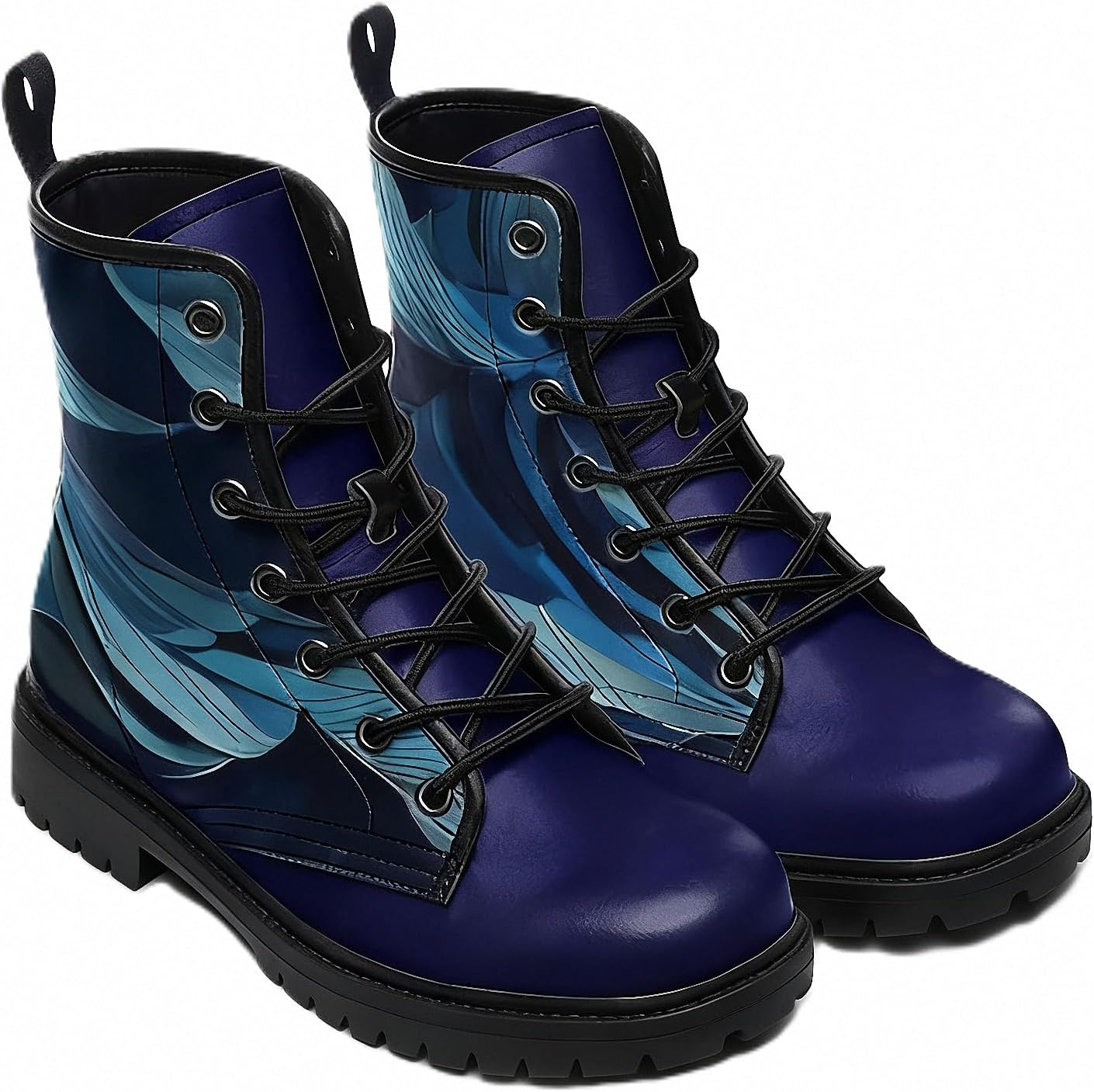 Women'S Ankle Booties with Gradient Color-Blocked Solid-Colored Floral Print Stylish Gothic Combat Boots Platform Lace-Up Leather Boots Travel Halloween Christmas Party image number 2