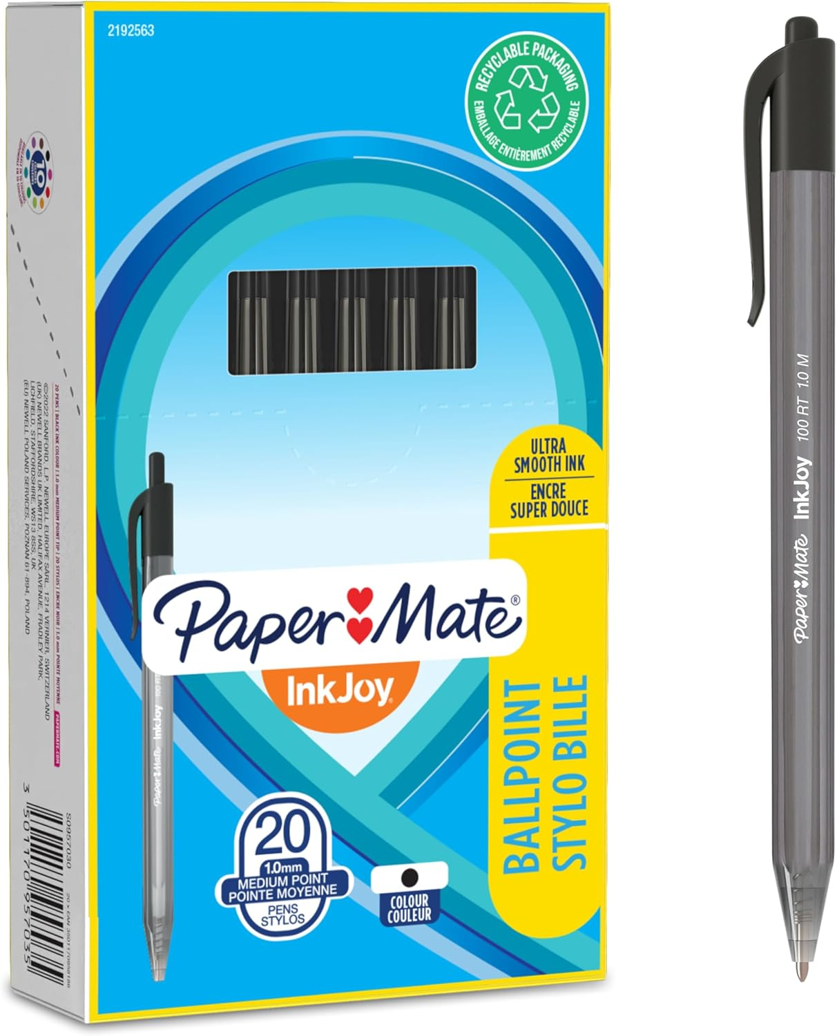 Paper Mate Inkjoy 100RT Retractable Ballpoint Pens | Medium Point (1.0Mm) | Black | 20 Count image number 5