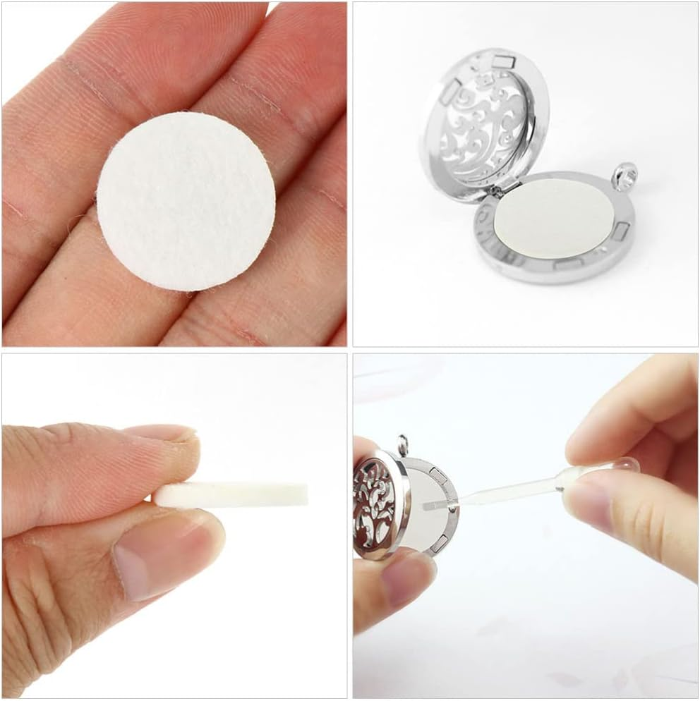 Ciieeo 100Pcs Cotton Sheet Bohemian Flower Decals Aroma Diffuser Auto Car Accessories Perfume Diffuser Pads Diffusers Difusor Diffuser for Car Child Essential Oil White Necklace image number 5