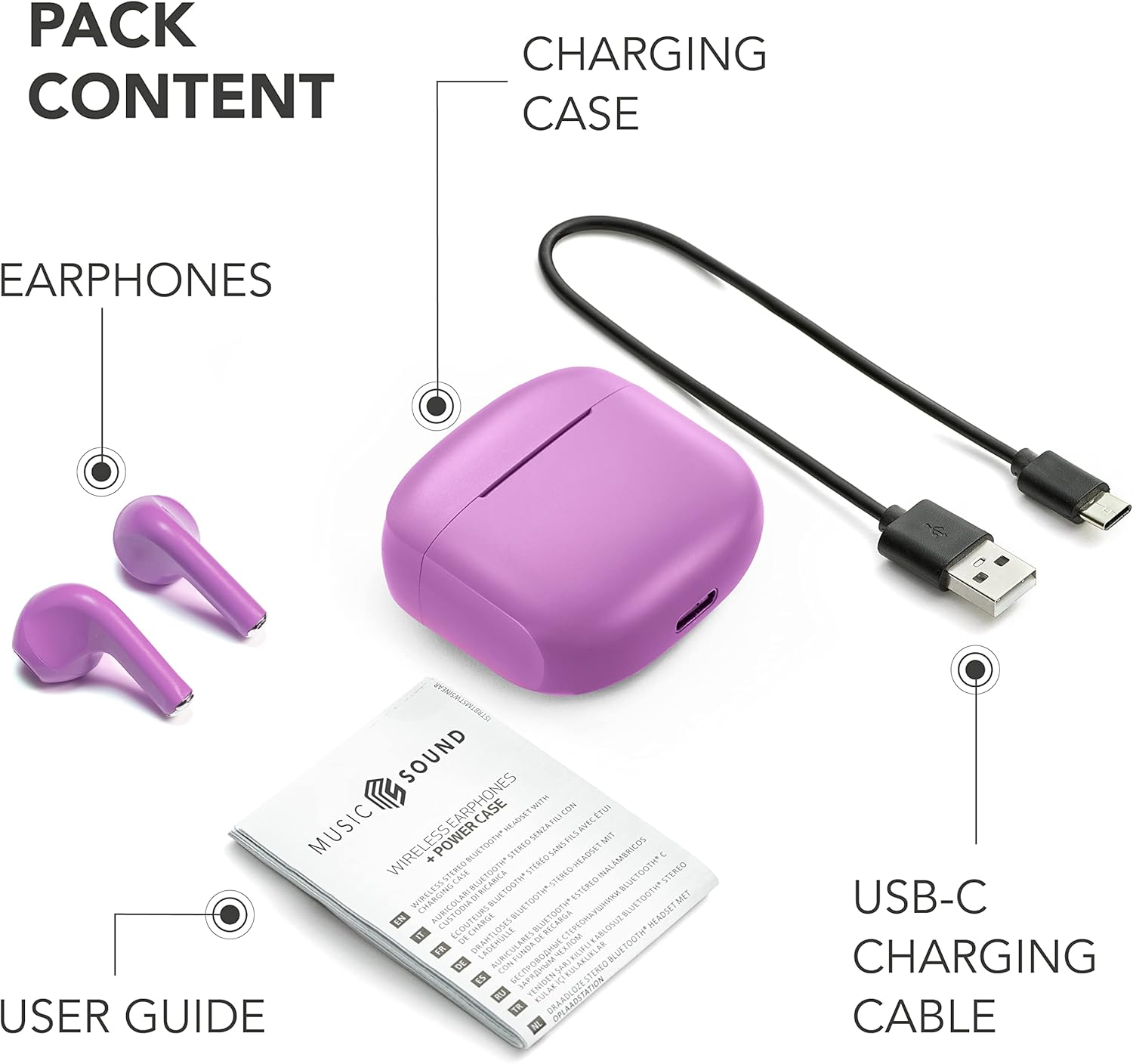 Music Sound | Swag Wireless Capsule Headset - Playback Time up to 20 Hours - Bluetooth - Viola - Blue image number 5