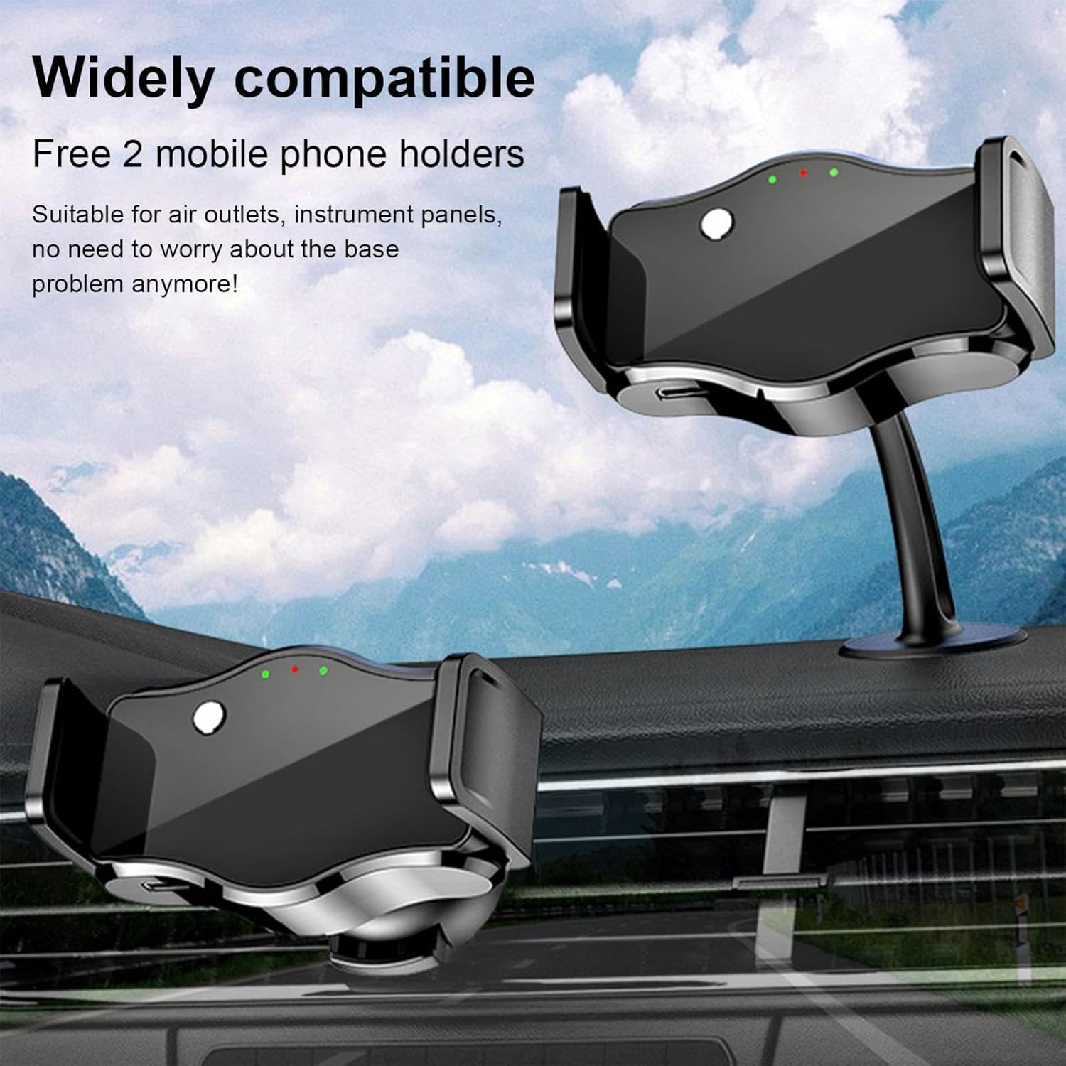 Phone Holder for Car - Car Phone Mount | Dashboard Cell Phone Holder Car, 360&deg; Rotatable Car Phone Holder Mount with Non-Slip Silicone, Compatible with Smartphone image number 5