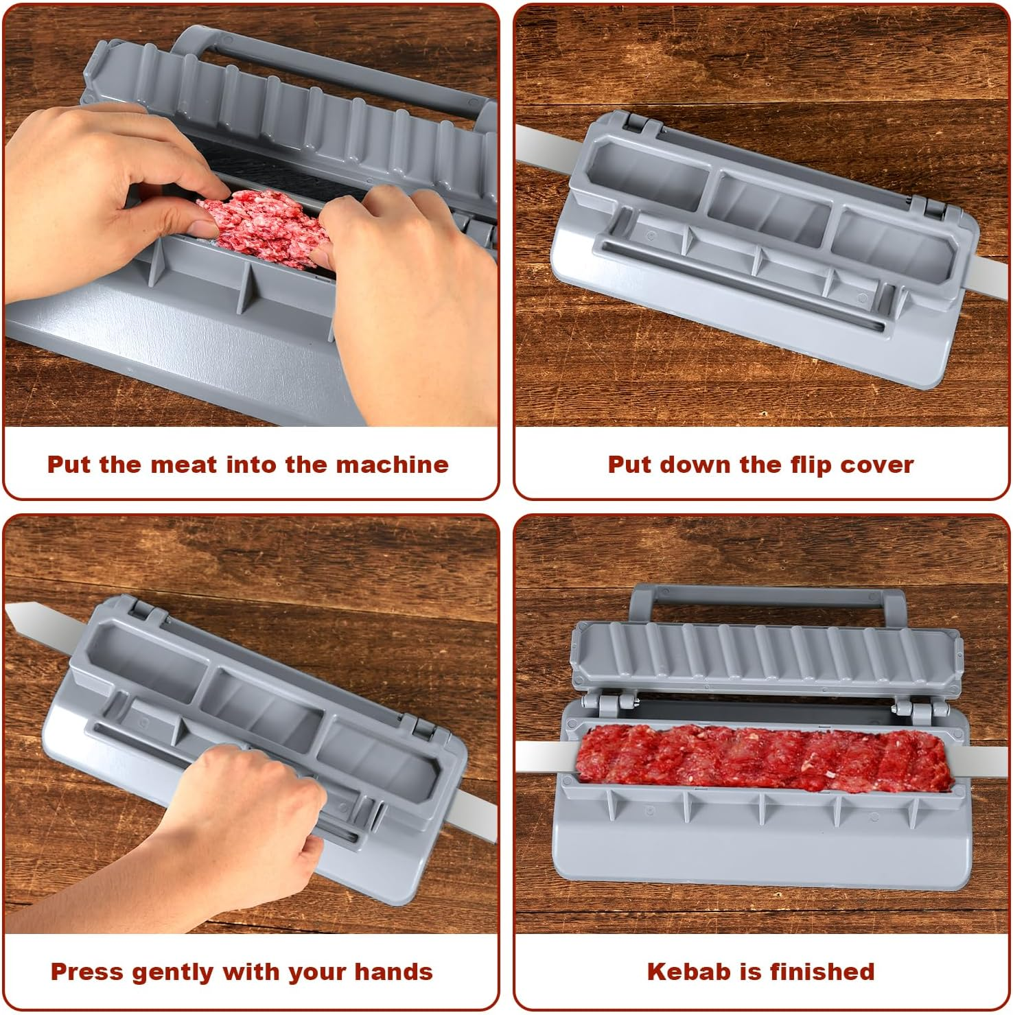 Kebab Maker, Easy Kebab Maker Press Kebab Press Machine Barbecue Skewer Maker Grill Reusable Manual BBQ Kabob Mould Utensils for Handmade Kebab Barbecue Party image number 5