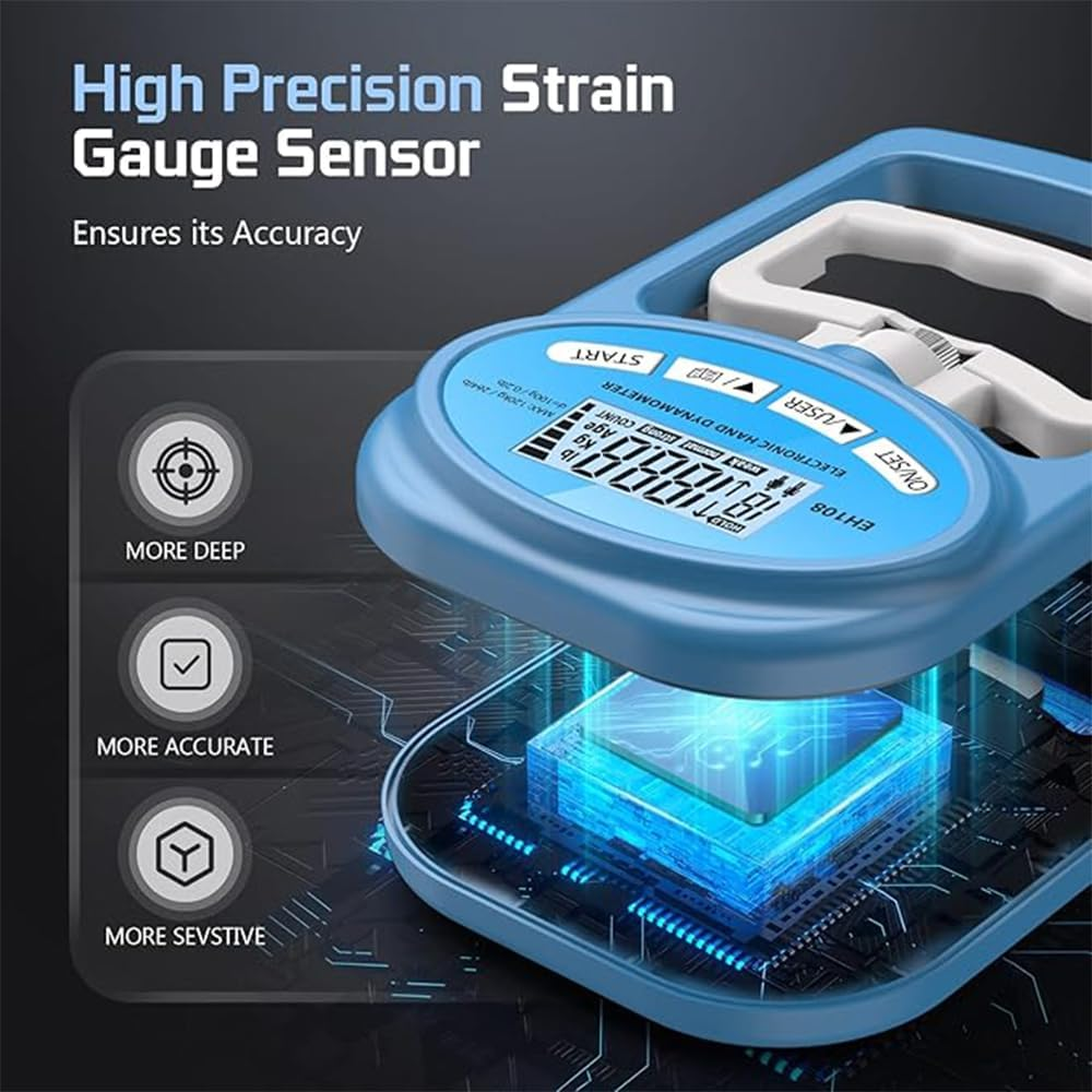 HHWRT Digital Hand Dynamometer Grip Strength, Handeful Grip Strength Tester Trainer, Grip Strength Trainer, Digital Hand Dynamometer Gripx, Wrist Exerciser, Strength Measurement Meter image number 3