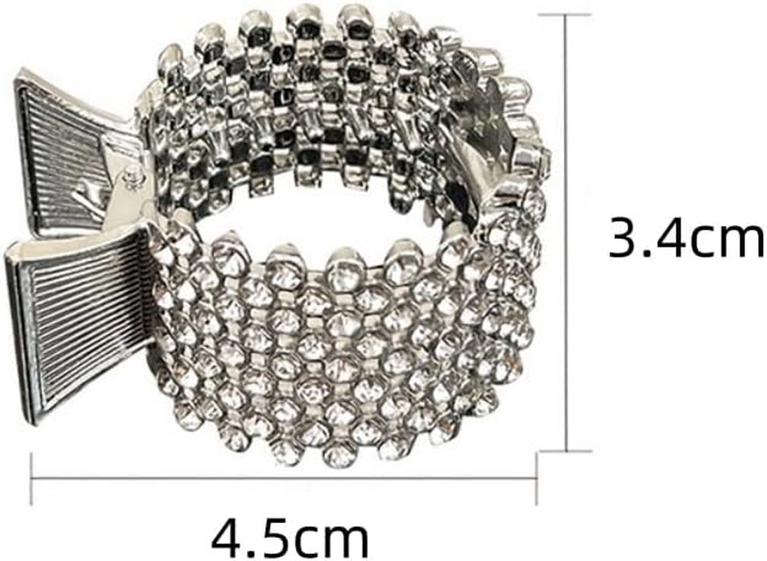 Esshogo Pack of 3 Women'S Hair Clips Metal Rhinestone Hair Clips Holder High Ponytail Non-Slip Fashionable for Thick Thin Hair