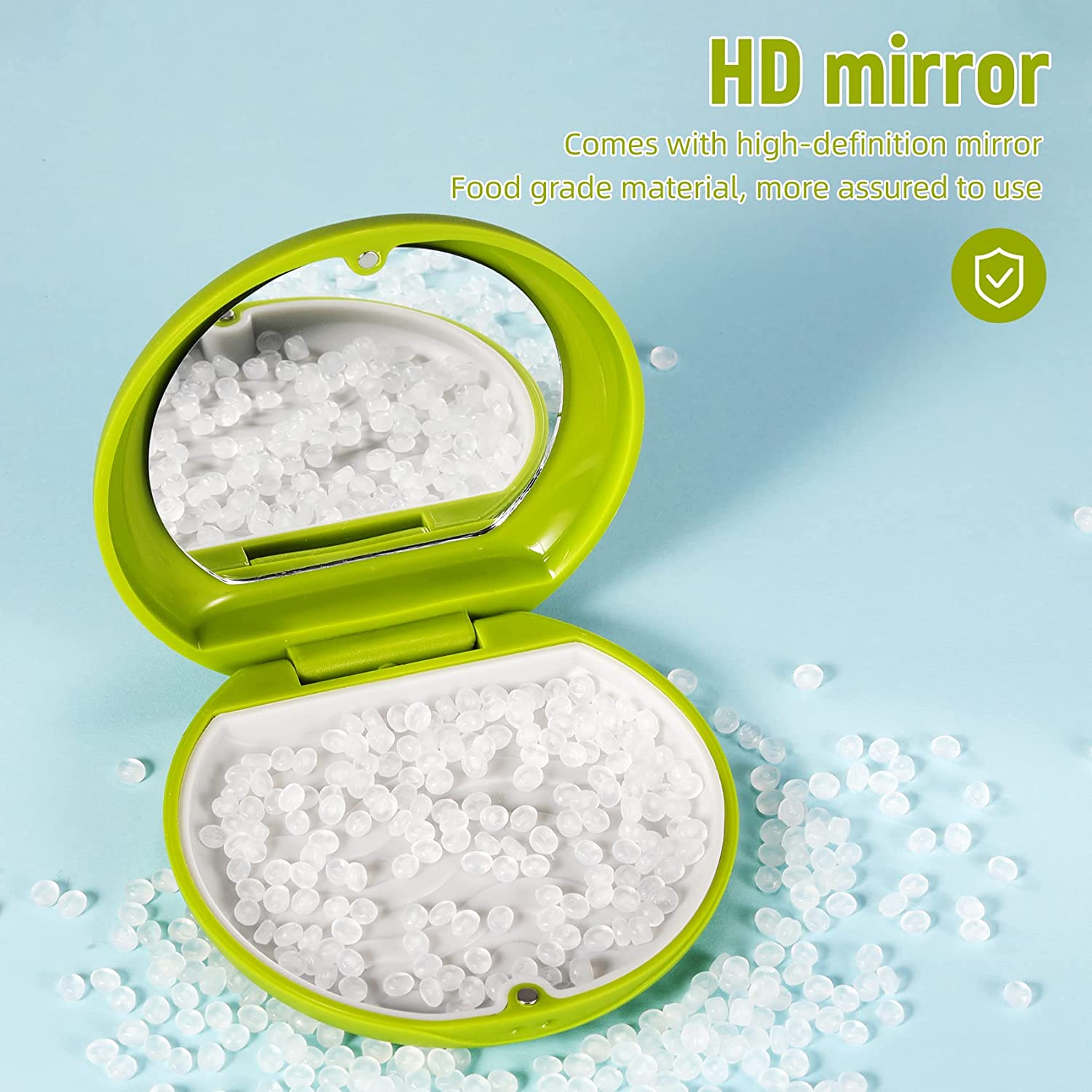 Annhua Retainer Case with Mirror - Slim Magnetic Mouthguard Case with Silicone Textured Liner for Braces and Aligners, Travel Dental Box - Pink - Blue image number 3