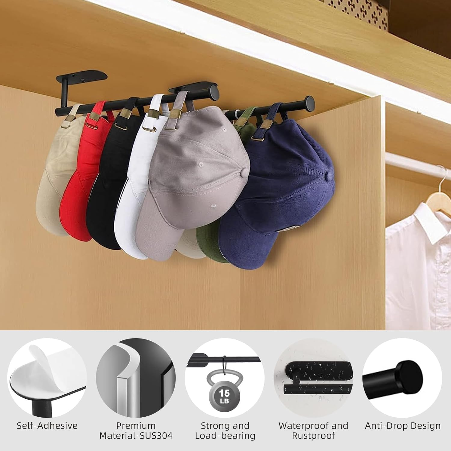 2 PCS Toilet Paper Holder Self Adhesive, Premium Thicken Stainless Steel Rustproof Adhesive Toilet Roll Holder No Drilling for Bathroom, Kitchen, Washroom (Large+Small) image number 5