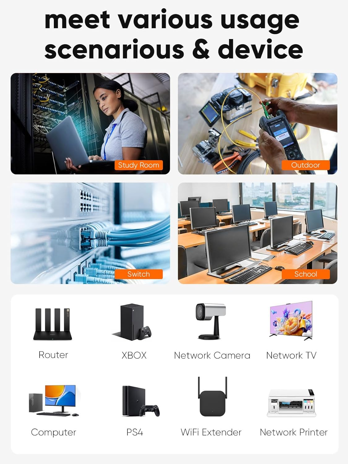 Cablecreation Flat Cat8 Ethernet Cable 16.6FT, 40Gbps 2000Mhz High Speed Slim Internet LAN Cable Cord Gigabit RJ45 Router Cable Compatible for Computer Laptop PS5 PS4, Switch Box PC, TV Box, 5M, Black image number 4