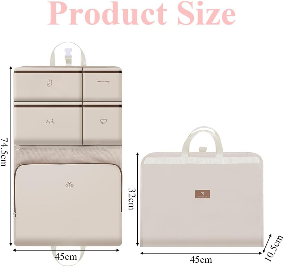Hanging Travel Storage Bag,Multi-Layer Storage Bags, Compression Packing Cube Organizer,Foldable Journey Handbag,In Stylish Home Accessory, for Organizing Clothes and Toiletries image number 2