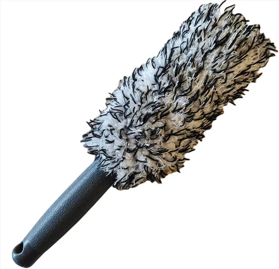 Walquicks Car Microfibre Wheel Brush, Car Rims Brush Car Cleaning Wheel Cleaning Brush Car Detailing Brushes with Long Handle for Rim Hubs for Cleaning Wheels, Rims, Spokes, Fenders, Engines