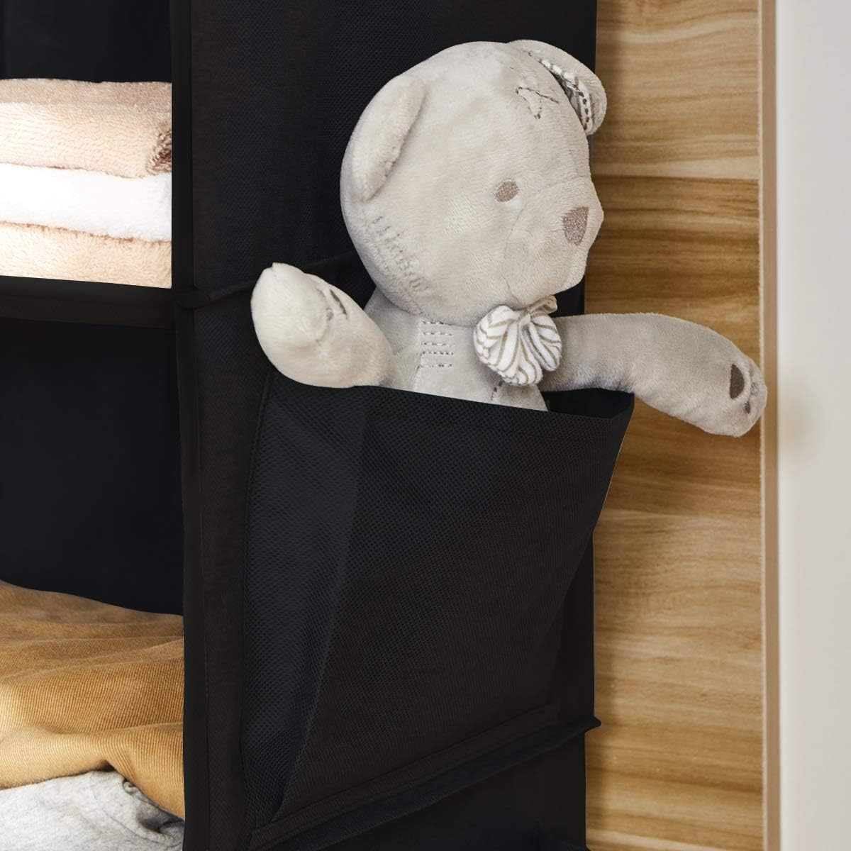 YOUDENOVA Hanging Shelf, 4-Shelf Modern Organiser, Sturdy Hanging Storage with Bamboo & MDF, Reinforced Black image number 6