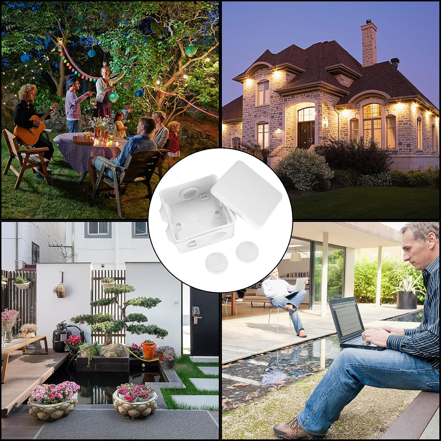 4 Pcs Junction Boxes IP65/IP55 Waterproof, White ABS Plastic Dustproof Electrical Project Enclosure Boxes, Universal Outdoor Electrical Boxes Cable Connectors for Electronics Cables, 2 Sizes image number 5