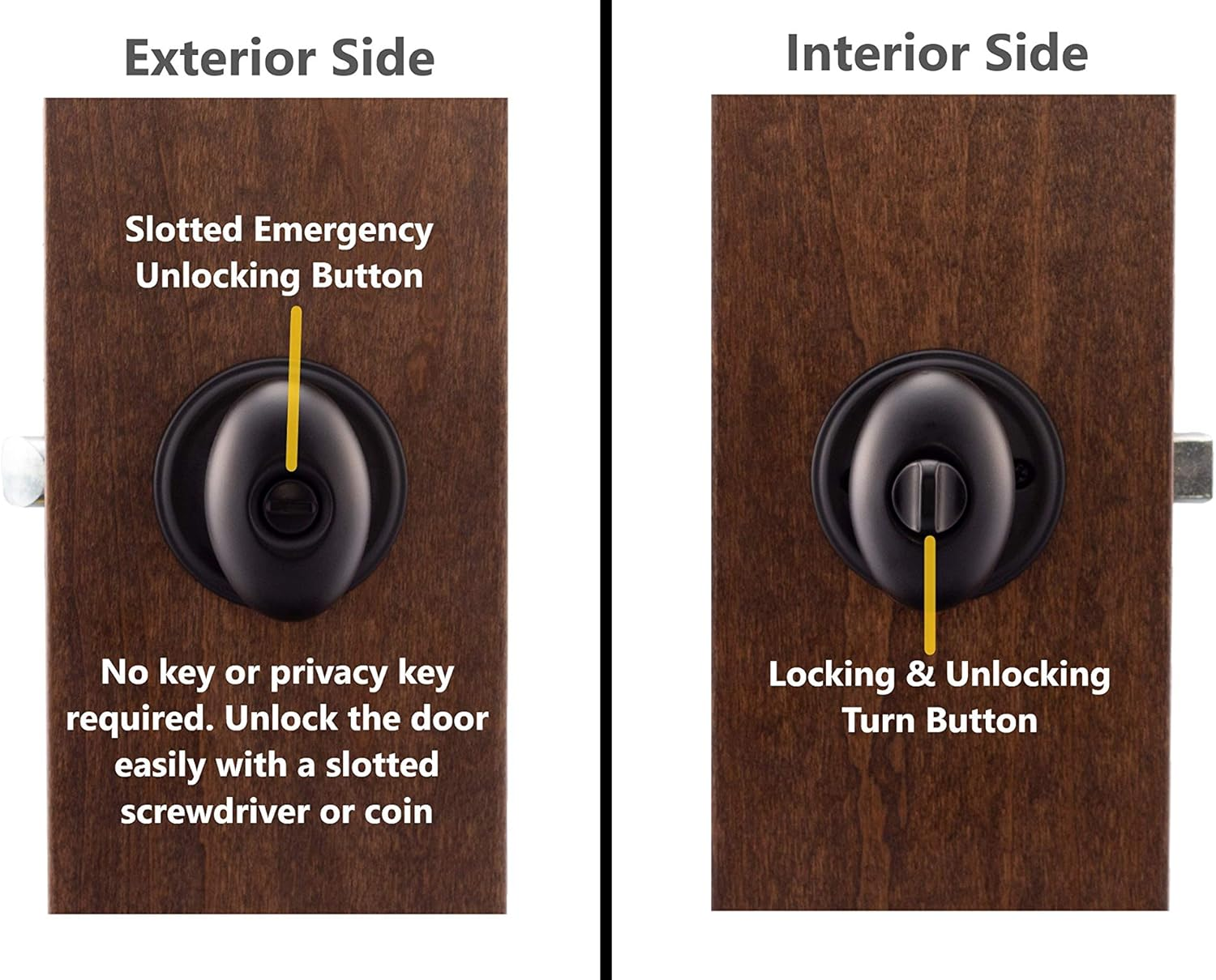 Copper Creek EK2030BC Egg Door Knob, Privacy Function, 1 Pack, in Black image number 6