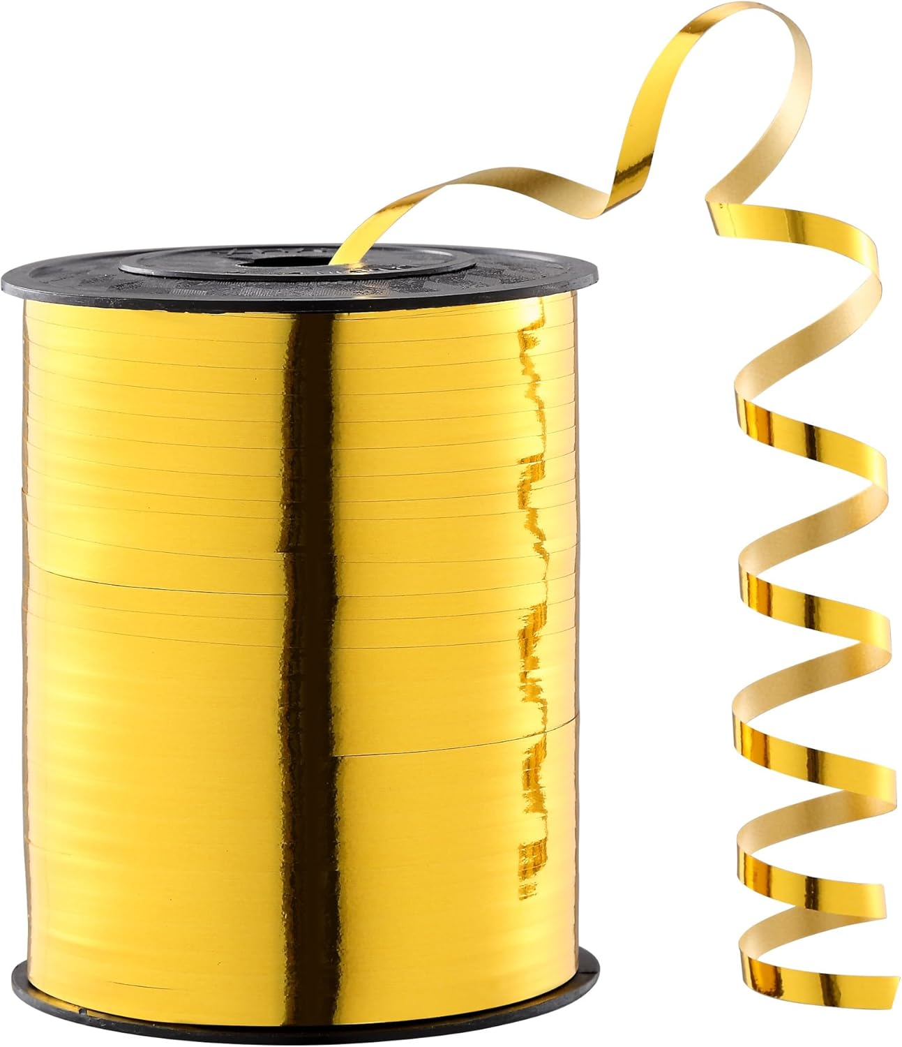 Gold Shiny Curling Ribbon 500 Yards White Ribbon of Perfect for Gift Wrapping Balloons Curly Decorations Thin 3/16" Ribbon for Baby Showers Christmas and More.