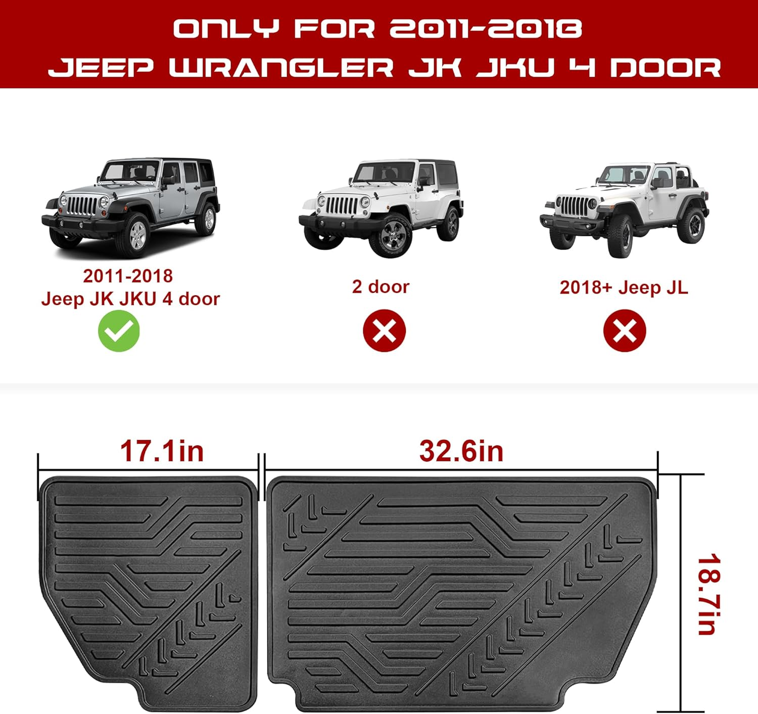 REFORM DESIGN Rear Seat Back Cover Backrest Protectors Compatible with 2011-2018 Jeep Wrangler JK JKU 4 Door Accessories (Not Fit in 2 Door & JL) image number 4