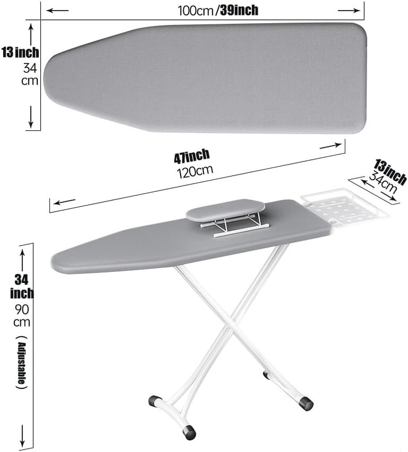 Ironing Board, 47"X13" Heat Resistant Cover Iron Board with Steam Rest, Non-Slip Foldable Ironing Stand. Heavy Sturdy Metal Frame Legs Iron Stand(13 * 34 * 47 Inches) image number 5
