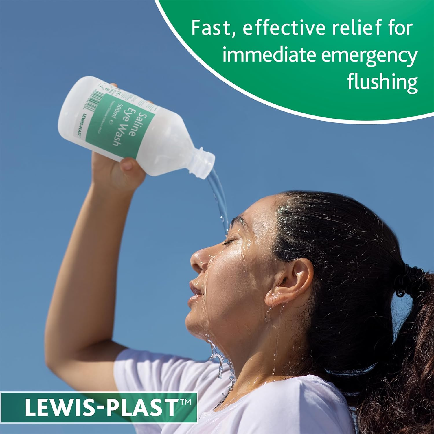Lewis-Plast Saline Eye Wash Solution, 500Ml Bottle for Safe and Effective Eye Care image number 1