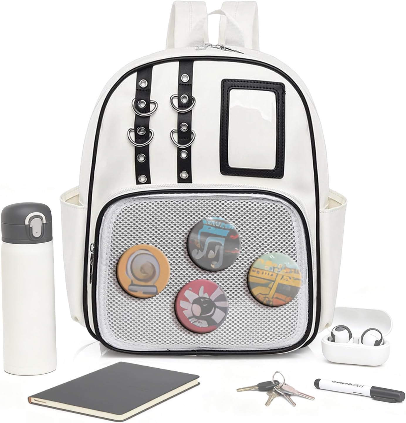 PU Bag - Aesthetic Storage Pouch with Pin Board,Badge Display Purse,For Travel Luggage Hiking Comic Con Work Fitness Everyday Sports Outdoors