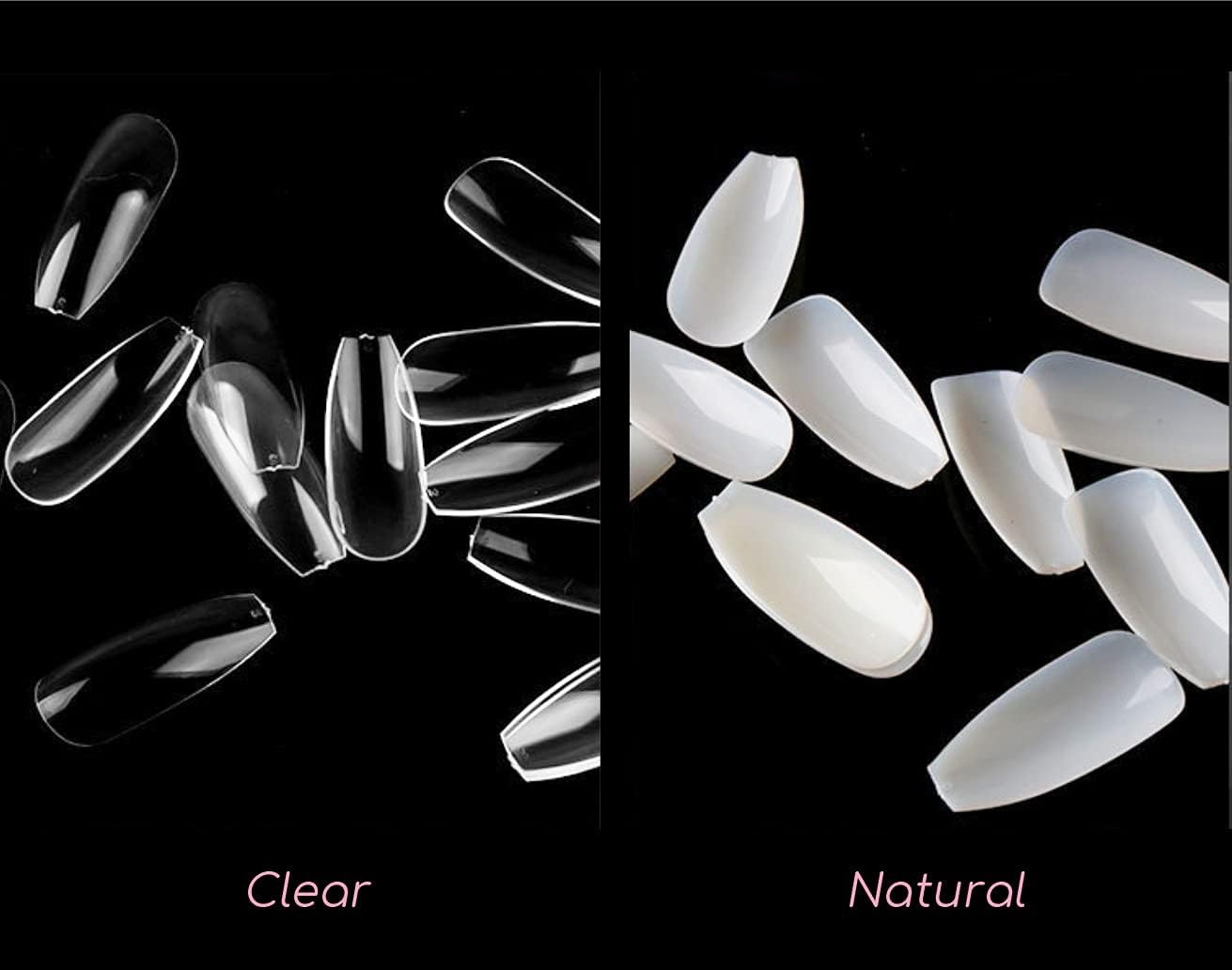 500 Pieces round Ballerina Full Cover Nails (Natural) with Storage Box and 2G Glue, Beauties Factory Natural Ballet False Nail Tips in 10 Sizes (Size 0-9) for Nail Salons DIY Extensions Design image number 1