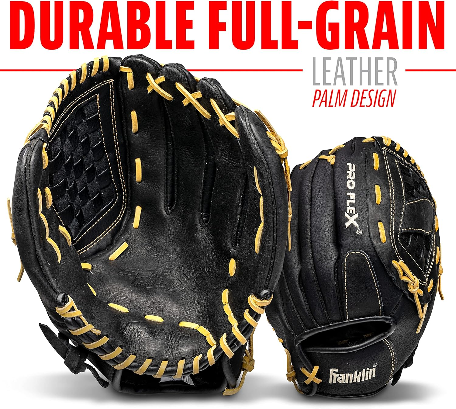 Franklin Sports Baseball Glove - Proflex Adult Baseball + Softball Glove - Baseball + Fastpitch Softball Outfield Mitt - Left Handed Throw + Right Handed Throw