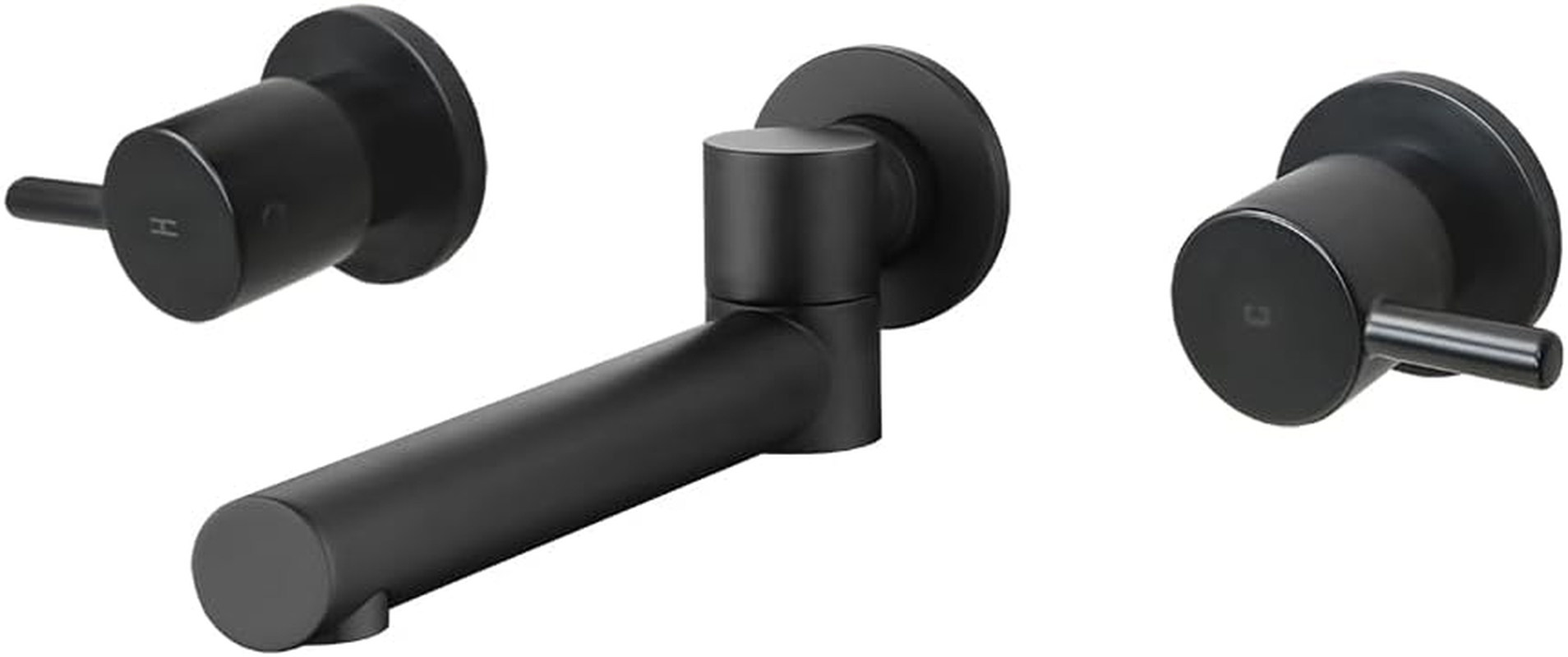 Decaura Bathroom Wall Sink Tap Set Basin Bath Swivel Spout Vanity Spa Bathtub Water Outlet with 1/4 Turn Twin Tap Faucet Brass (Chrome)