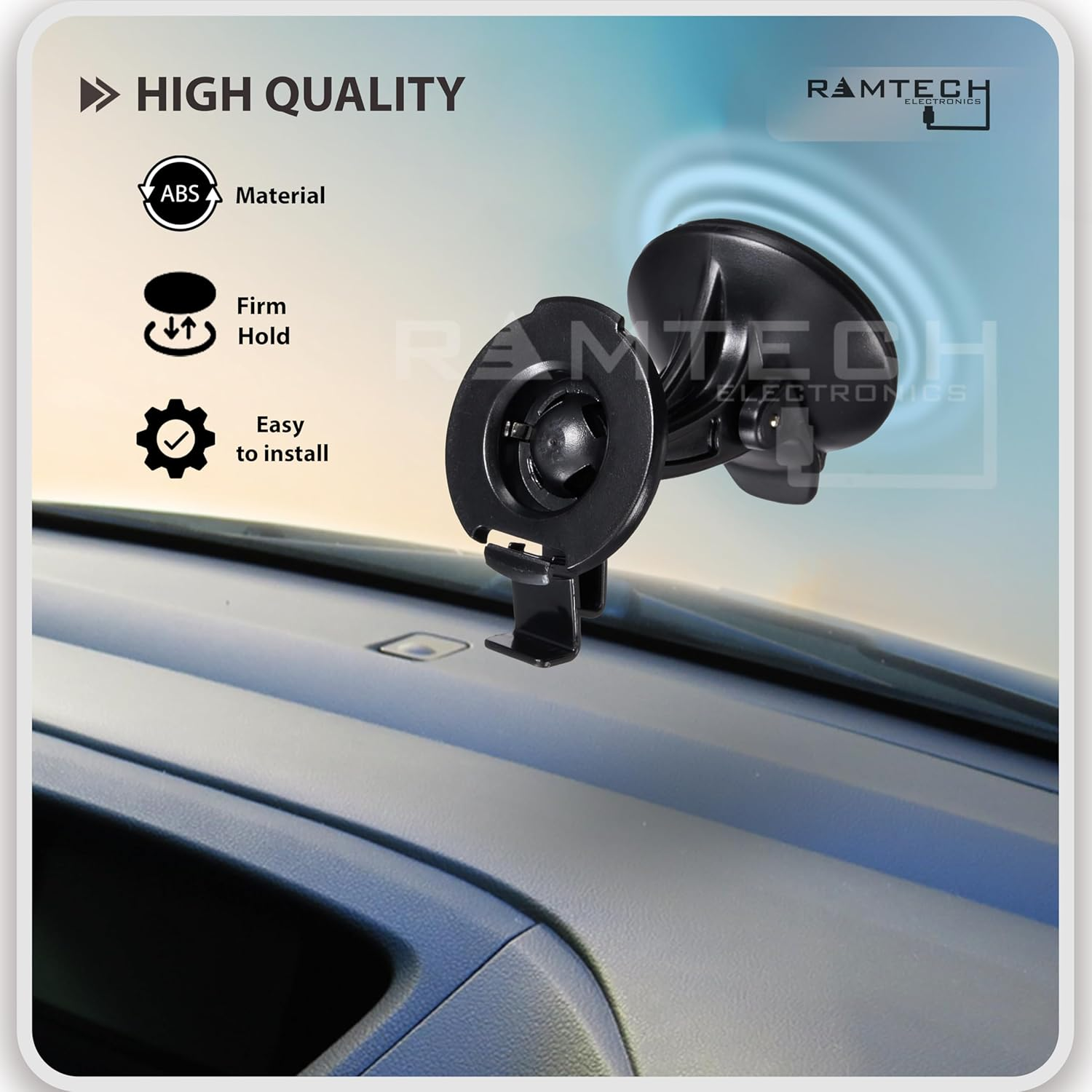 Ramtech Car Windshield Suction Cup GPS Mount with Bracket, Compatible with Garmin Dezl 570LMT 580 LMT-S, OTR500, OTR610, OTR620, OTR700, OTR710, OTR720 Truck GPS, RV 770 LMT-S, RV 780, SCR image number 2