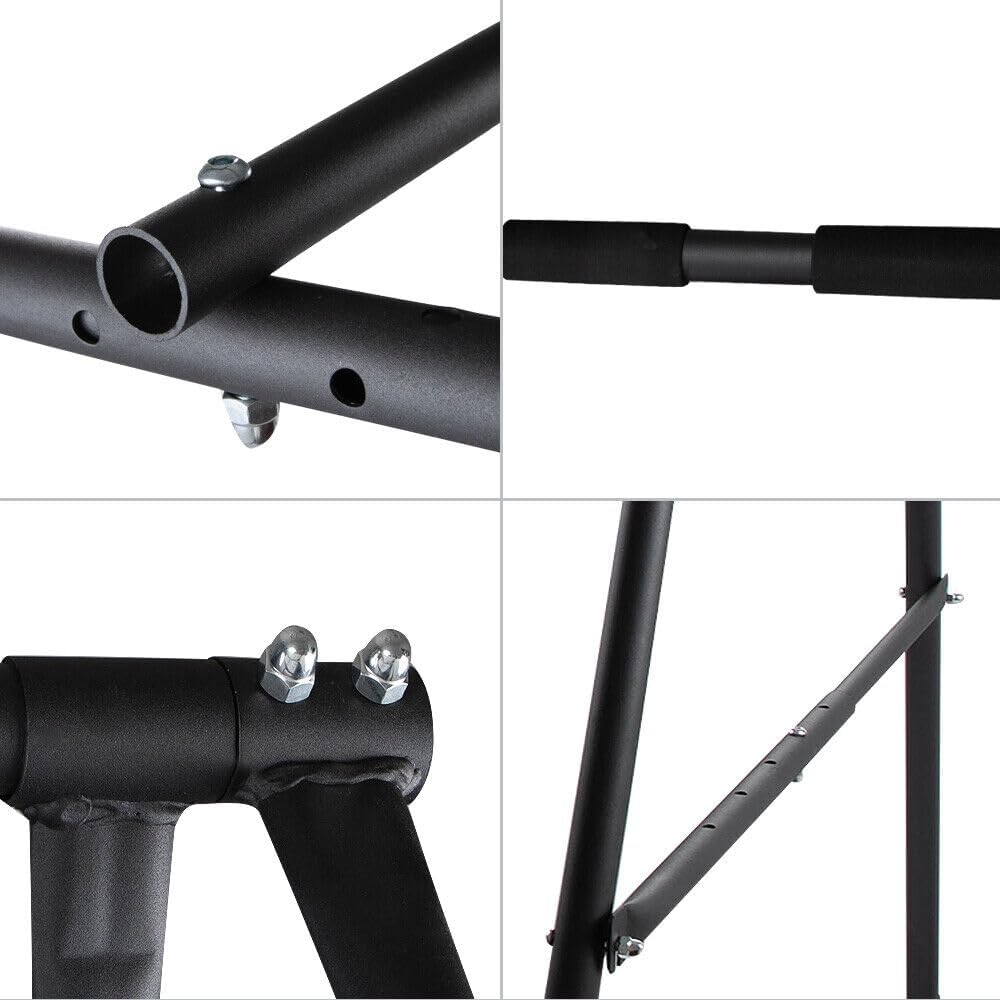 ALSTON Pull up Bar Station, Foldable, Aerial Yoga Stand, Height Adjustable, Swing Trapeze Frame, Steel A-Frame, 110Kg Weight Capacity, Black image number 4