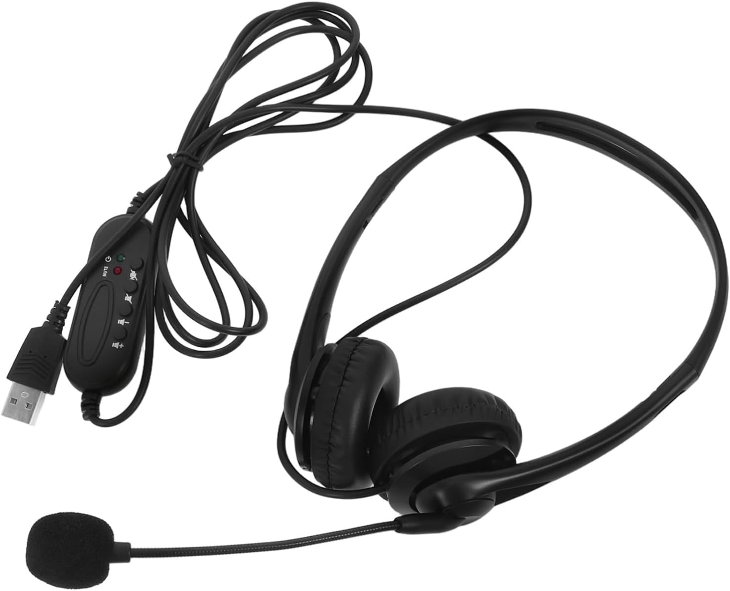 DOITOOL Wired Noise Cancelling Headset Microphone USB Over-Ear Headphone for Office Computer Online Black Dual-Ear image number 6