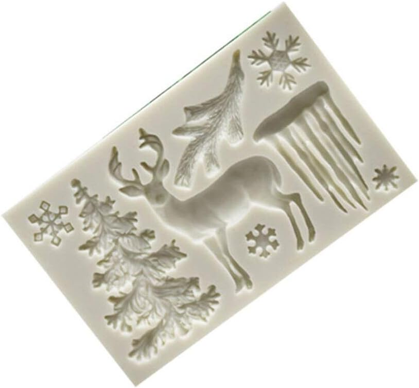 2Pcs Christmas Tree Reindeer Shape Silicone Mold Fondant Cake Sugarcraft Decorating Tool Kitchen Bakeware Baking Mould Zhengpingpai