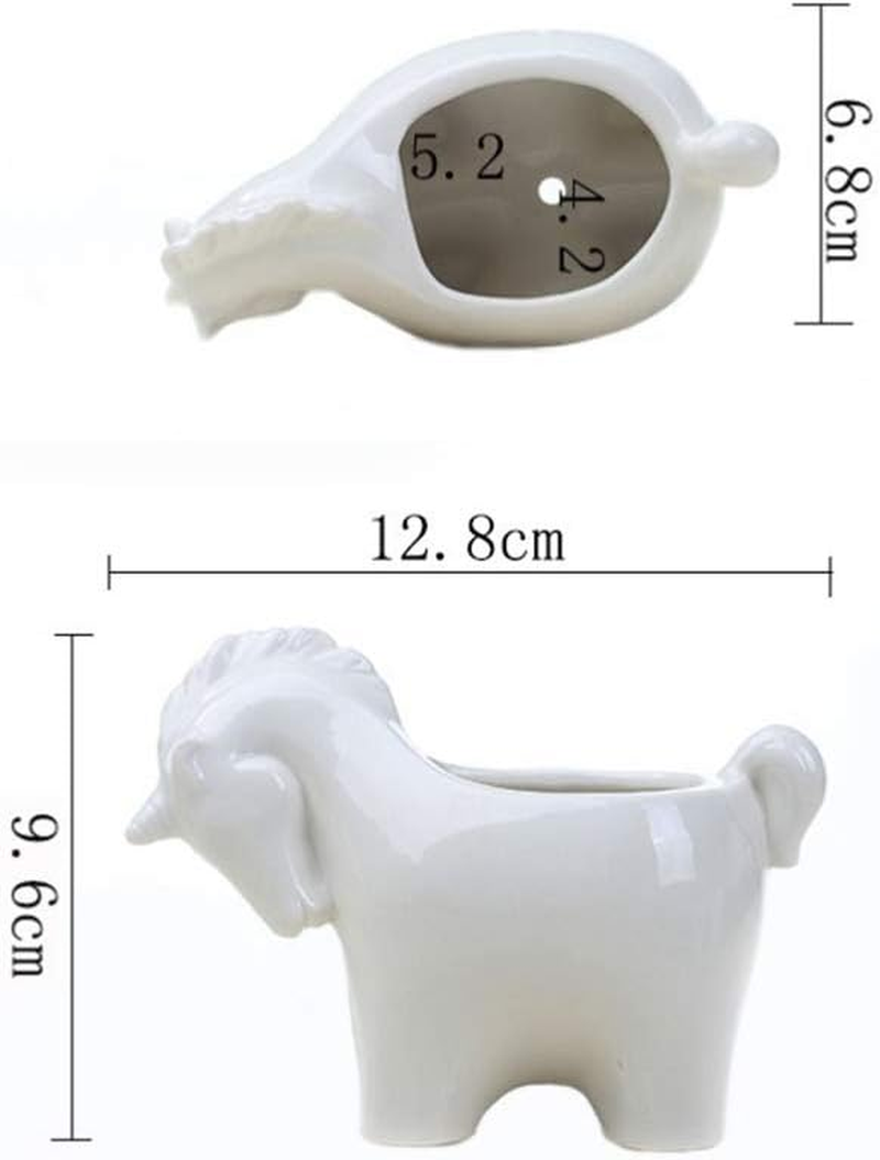 LIFKOME Cute Animal Shaped Succulent Planter with Drainage Hole, Ceramic, White, 12.8Cm X 6.8Cm (L W), Indoor, Perfect for Home & Office Decoration image number 3