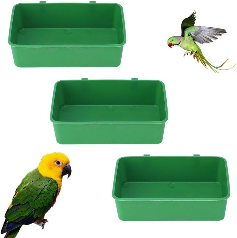 Esforzarse 3 Pack Bird Bath Cage, Parrot Bathtub, Cage Bird Bathtub, Bird Bath for Cage, Parrot Shower Bird Cage Accessories, Multi-Purpose Parakeet Shower Box for Small and Medium Size image number 4