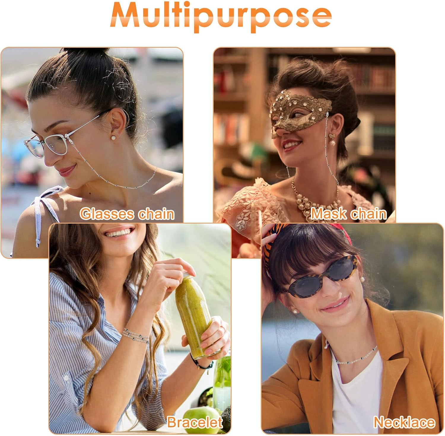 Glasses Chain String Unique Beaded Alloy Retainer Eyewear Accessories Jewelry image number 1