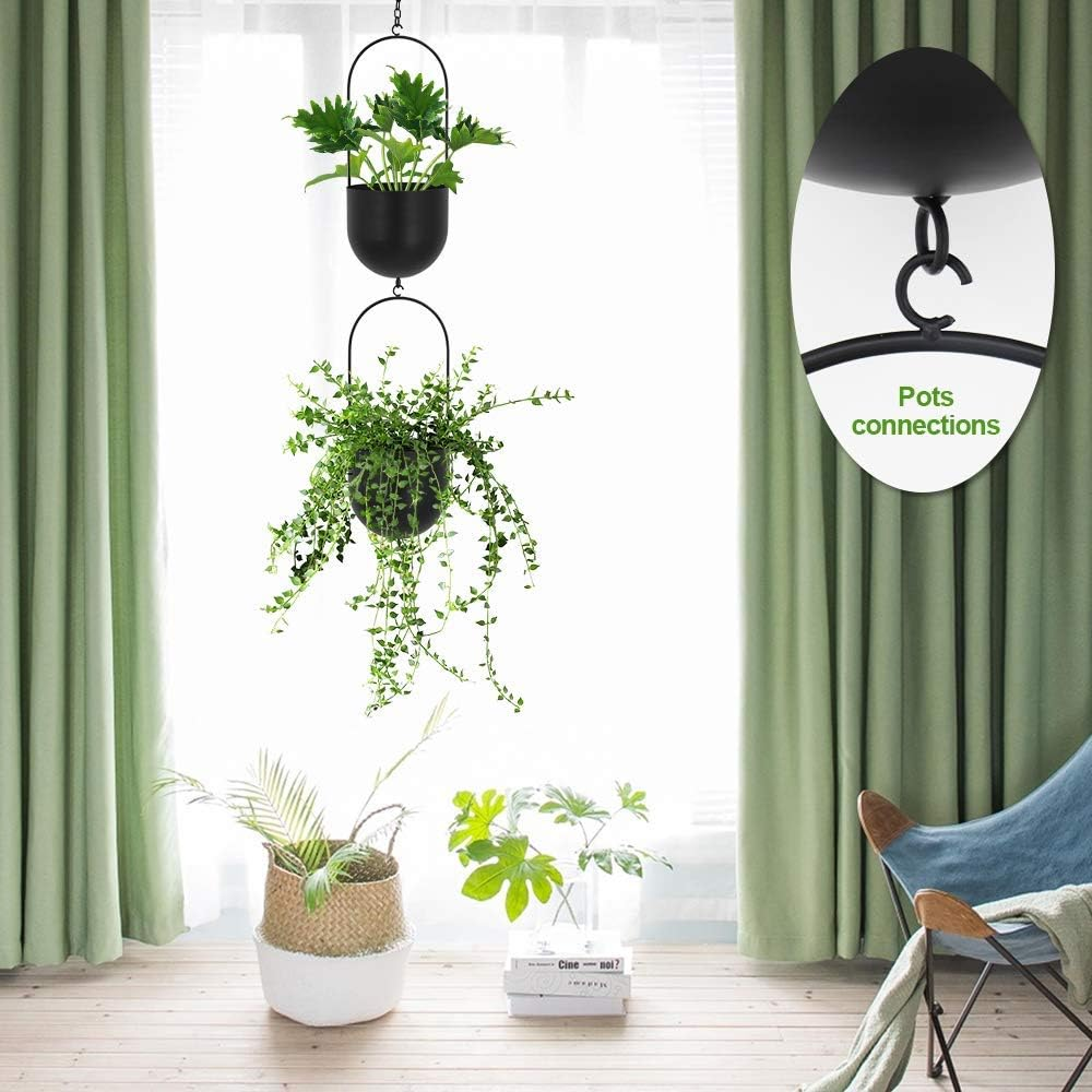 Black Metal Plant Hanger Metal Wall and Ceiling Hanging Planter Modern Planter Mid Century Flower Pot Plant Holder(D=6.29'')
