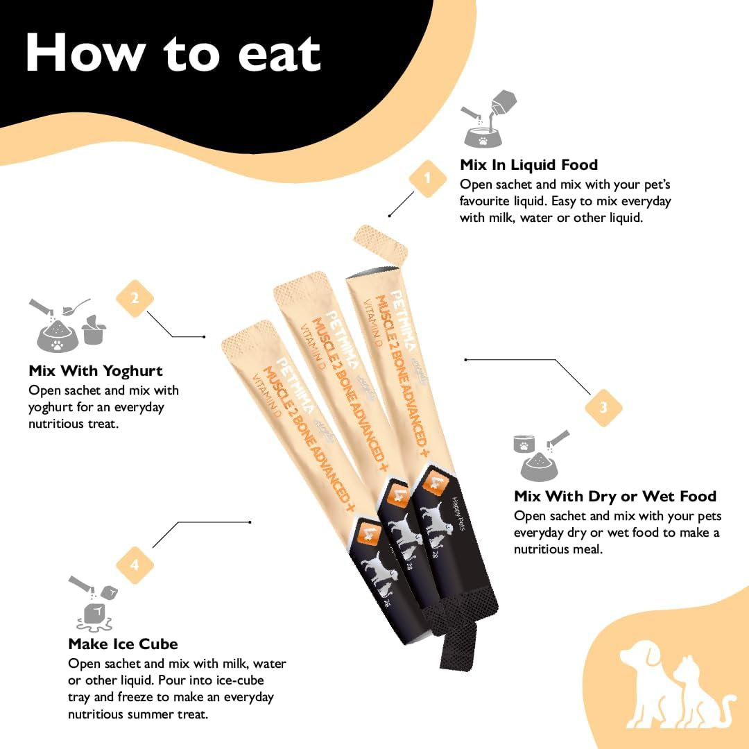 Premium Muscle & Bone Supplement for Dogs and Cats All Breeds & Sizes, Stimulate Bone & Muscle Growth, Promotes Strong Teeth, Australian Made, No Added Flavours Sachets (Up to 60 Servings) - Petmima image number 6