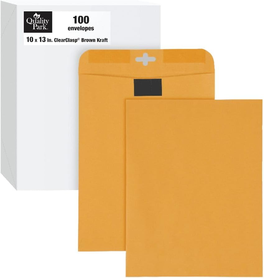 Quality Park Postage Saving Clearclasp Kraft Envelope, 97, Cheese Blade Flap, Clearclasp Closure, 10 X 13, Brown Kraft, 100/Box image number 2