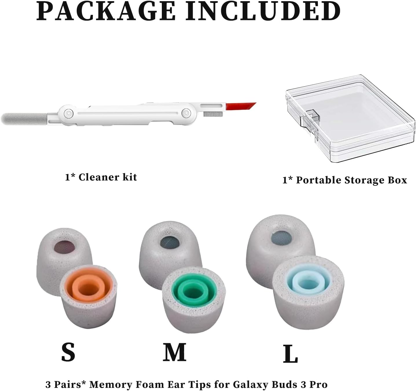 (3 Pairs) Memory Foam Earbud Tips for Sony WF-1000XM5 Superior Noise Isolation Memory Foam Tip with Cleaner Kit for WF-1000XM5 Earbuds, Secure Fit, Enhanced Comfort - White image number 2