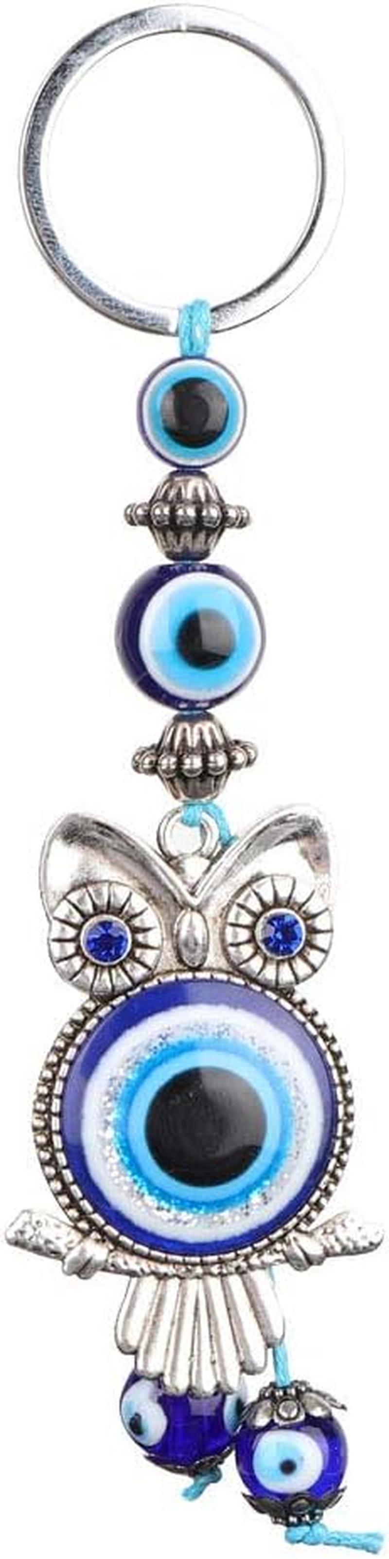 Evil Eye Key Chain, Evil Eye Owls Key Ring Blue Turkish Protection Charm Keys Holder Good Luck Hanging Stylish Pendants Car Handbag Decor Ornament Family Friends Birthday Christmas Graduation image number 5