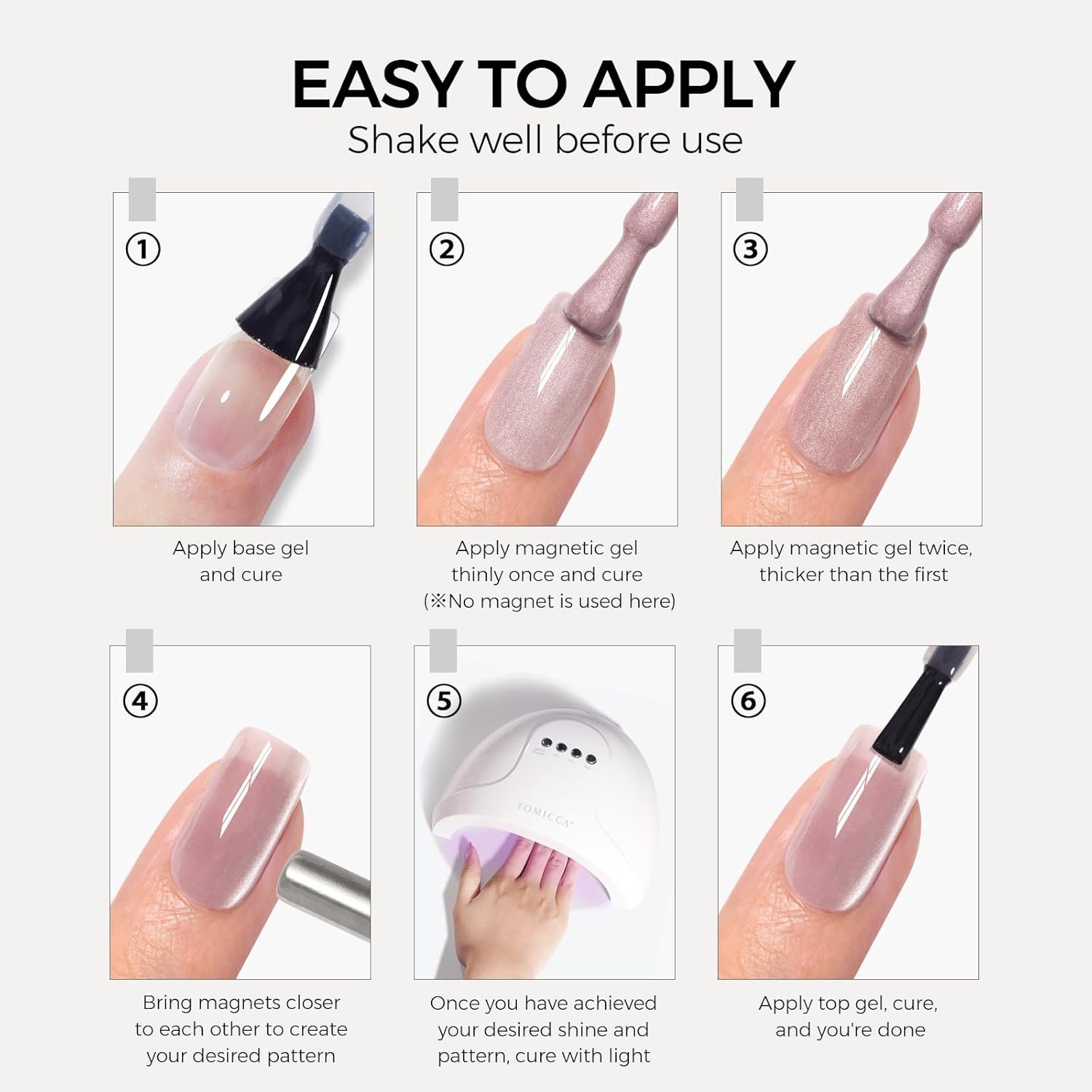 TOMICCA Cat Eye Gel Nail Polish Burgundy Red 15ML Holographic Gel Polish with Magnet Soak off UV LED Nail Lamp Glass Gel Polish for Nail Salon DIY - Nude image number 7