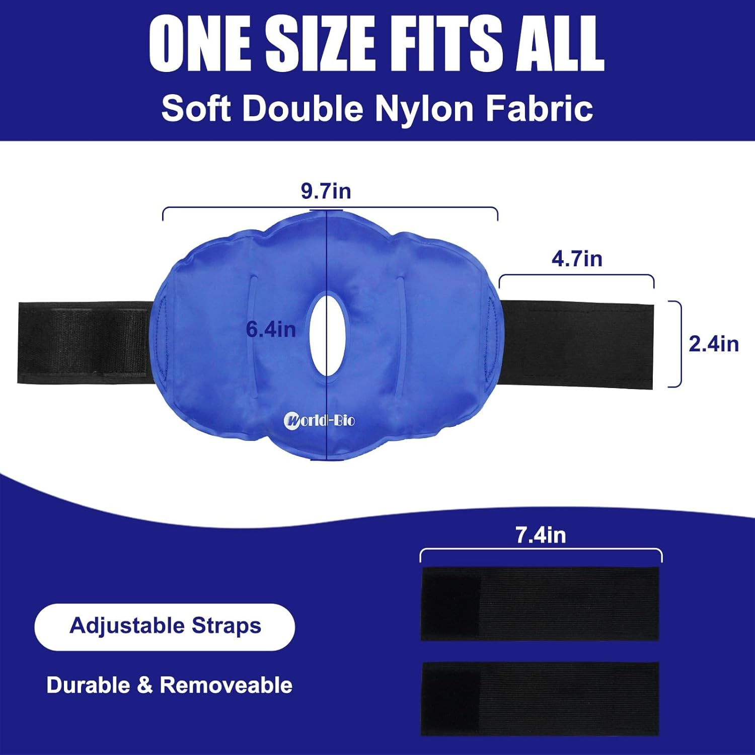 WORLD-BIO Knee Ice Packs for Injuries Reusable Gel Ice Pack for Knee Replacement, 2 Ice Wrap Cold Compression for Knee Pain Relief, Post-Surgery Recovery, Contusion, Sprains, Inflammation, 9.8" X 6.5" image number 1