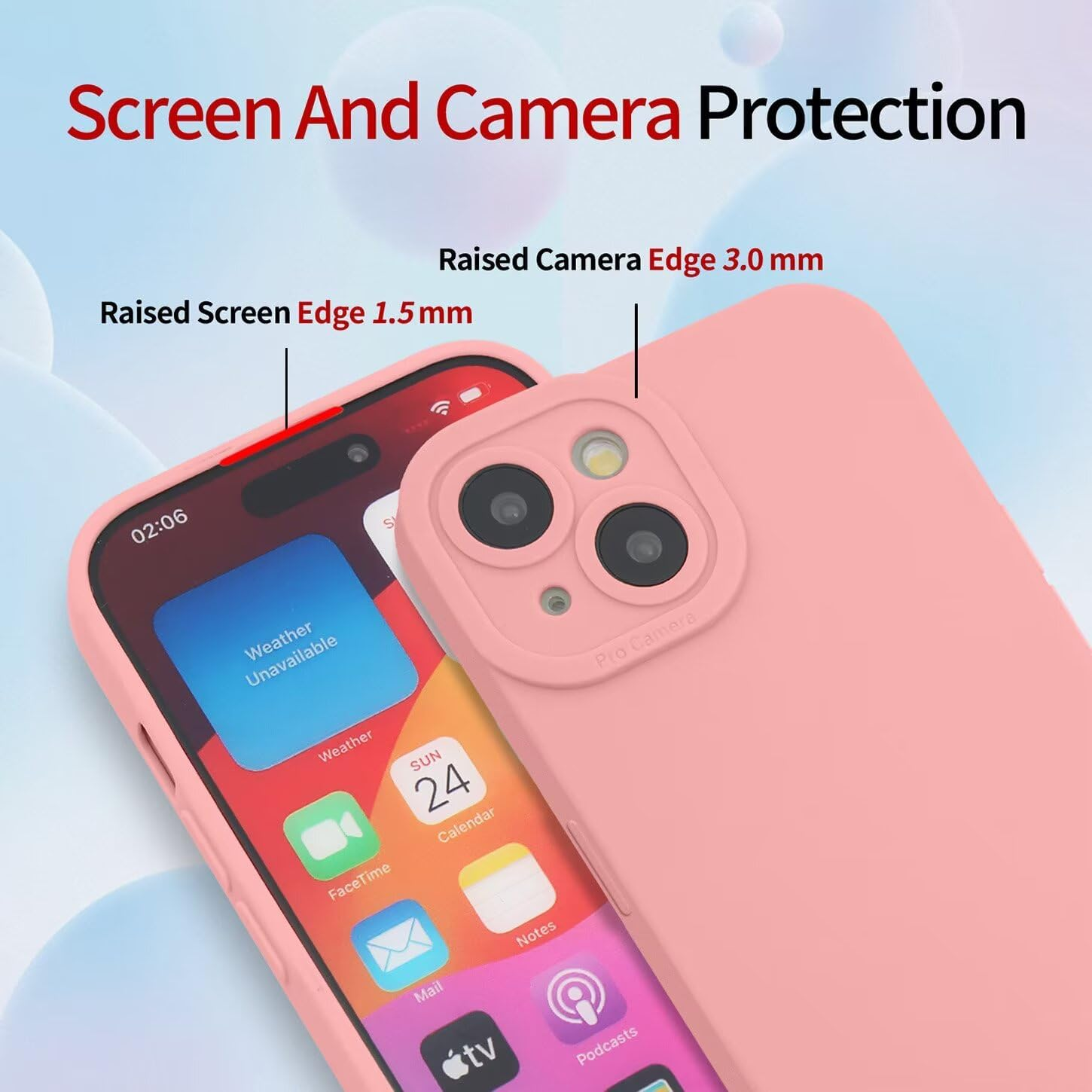 ILING Liquid Silicone Case for Xiaomi Redmi 15C 5G/4G/POCO C85, Simple Plain Ultra Thin Soft TPU Bumper Shockproof Scratch-Resistant Protective Case Matt Elegant Women'S Mobile Phone Case (Pink)