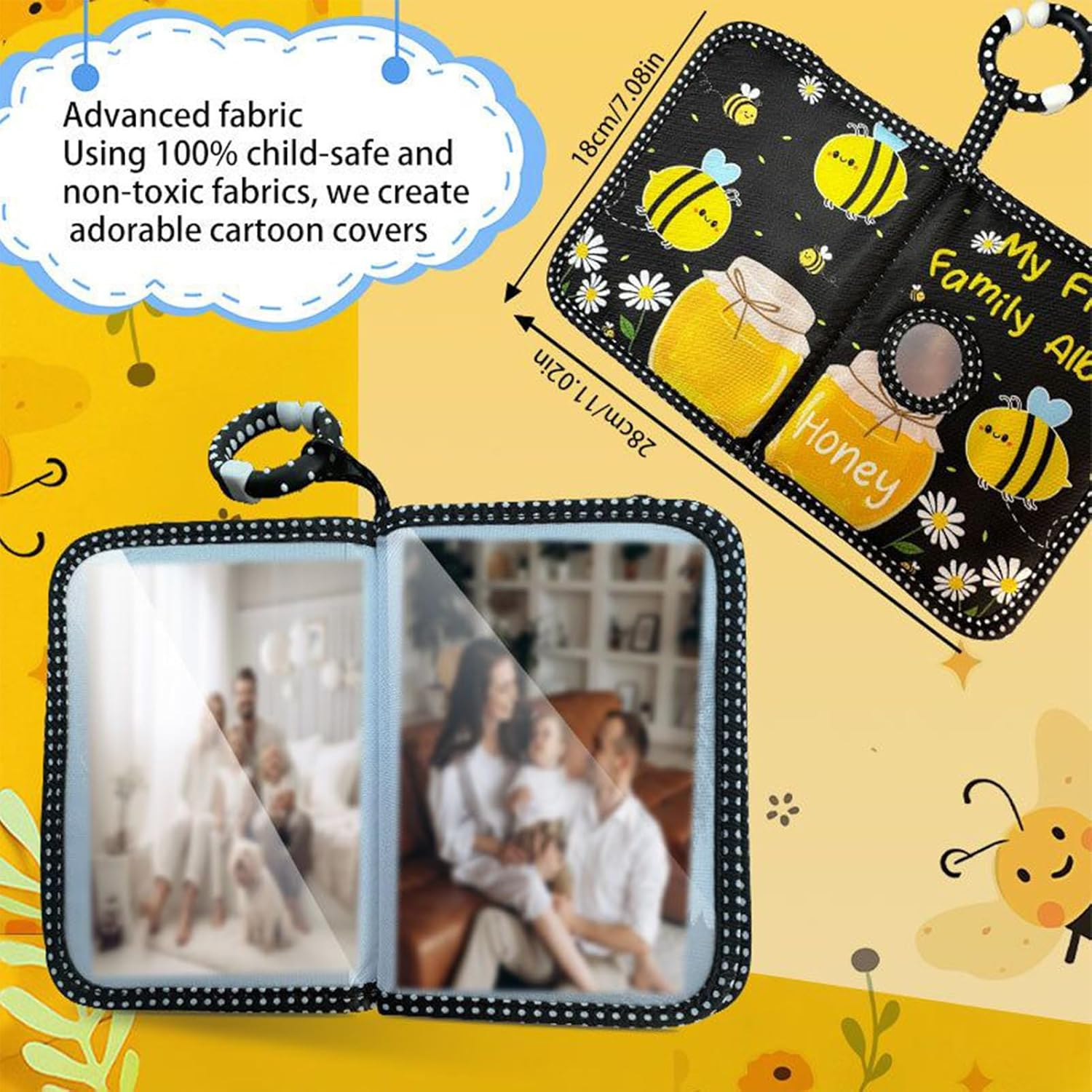 Soft Photo Album | Baby Picture Album First Photo Books | Hold 4X6 Pictures Soft Cloth Book with Safe Mirror, Mom Must Haves for Kids Toddler Family Memory Keepsake Wedding