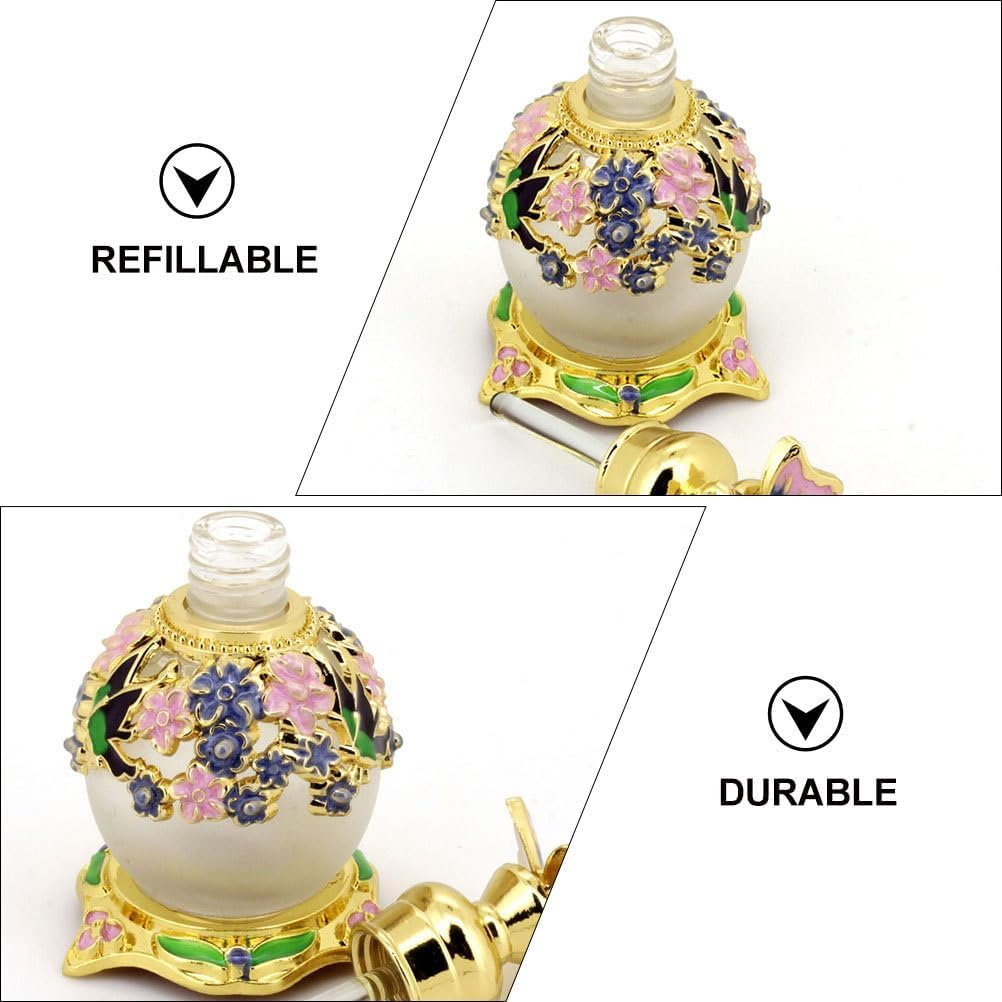 Healifty 15Ml Glass Perfume Bottle, Vintage Decorative Perfume Bottle, Refillable Perfume Bottle Dropper Bottle for Woman, Women Girl Gift image number 2