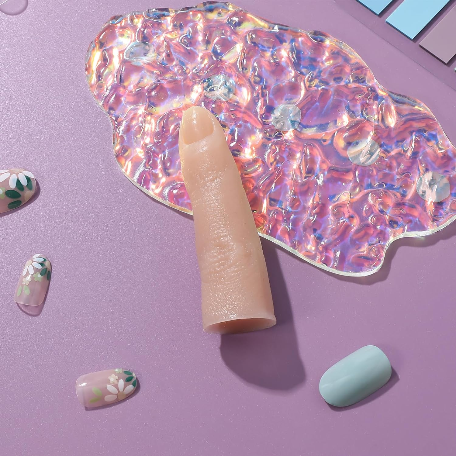 Housoutil Silicone Manicure Practice Finger, Fake Nail Art Training Finger Model, Flexible Simulation Finger for Nail Display, 2.75 X 0.78 X 0.72 Inch, Multi Colour image number 2