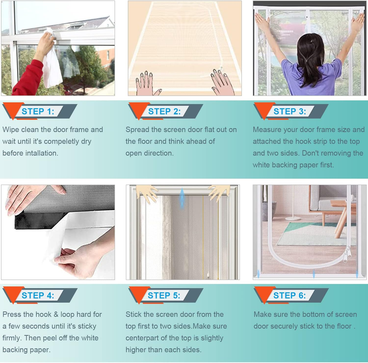 Dixutzi Reinforced Cat Screen Door Fits Door Size 30''X 80'', Heavy Duty Pets Proof Screen Door with Zipper, Prevent Dogs Cats Running Out from Home (Black) image number 2