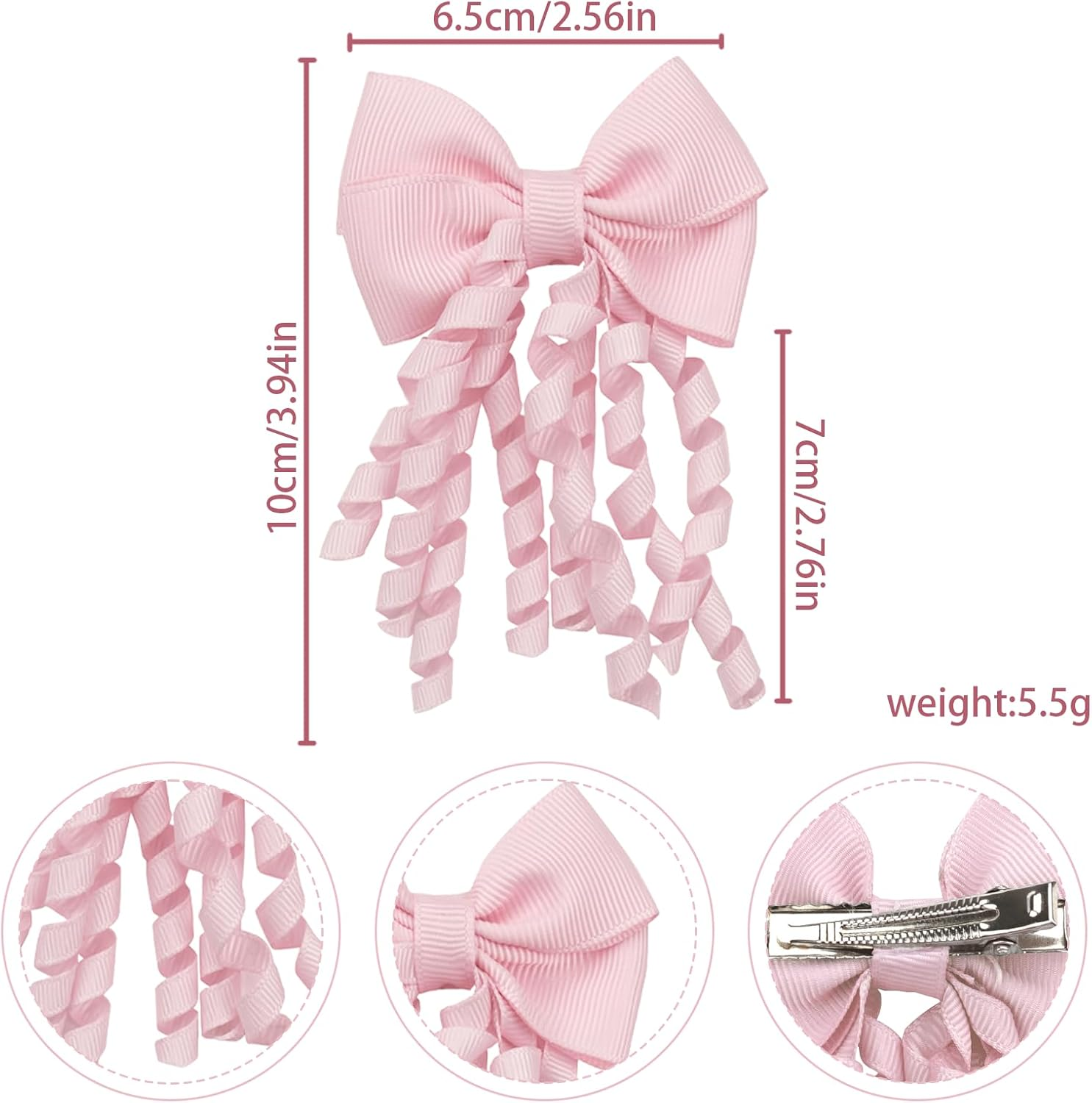 AYNKH Hair Bow, Spiral Snakes, Double Bow with Spiral Bangs, French Bow Flutter Hair Clip, School Hair Accessories for Girls and Women, Suitable for School, Prom image number 4