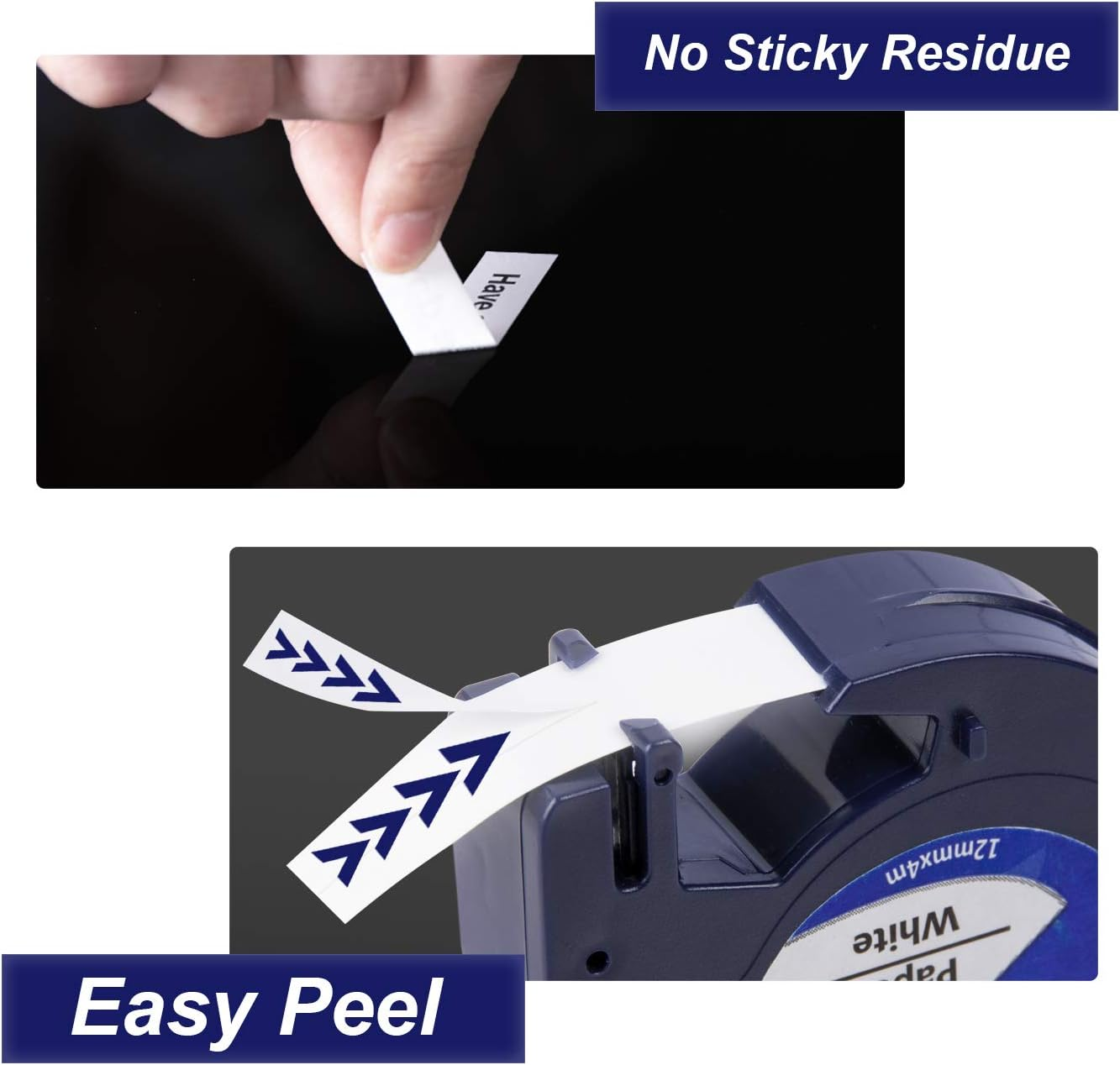 Weemay 8 Pack Compatible Label Tape Replacement for Dymo Letratag Refills 91331 (S0721660) Plastic 12Mm X 4M Black on White Label Tape for Dymo Label Maker LT-100T LT-100H LT-110T QX50 - White image number 2