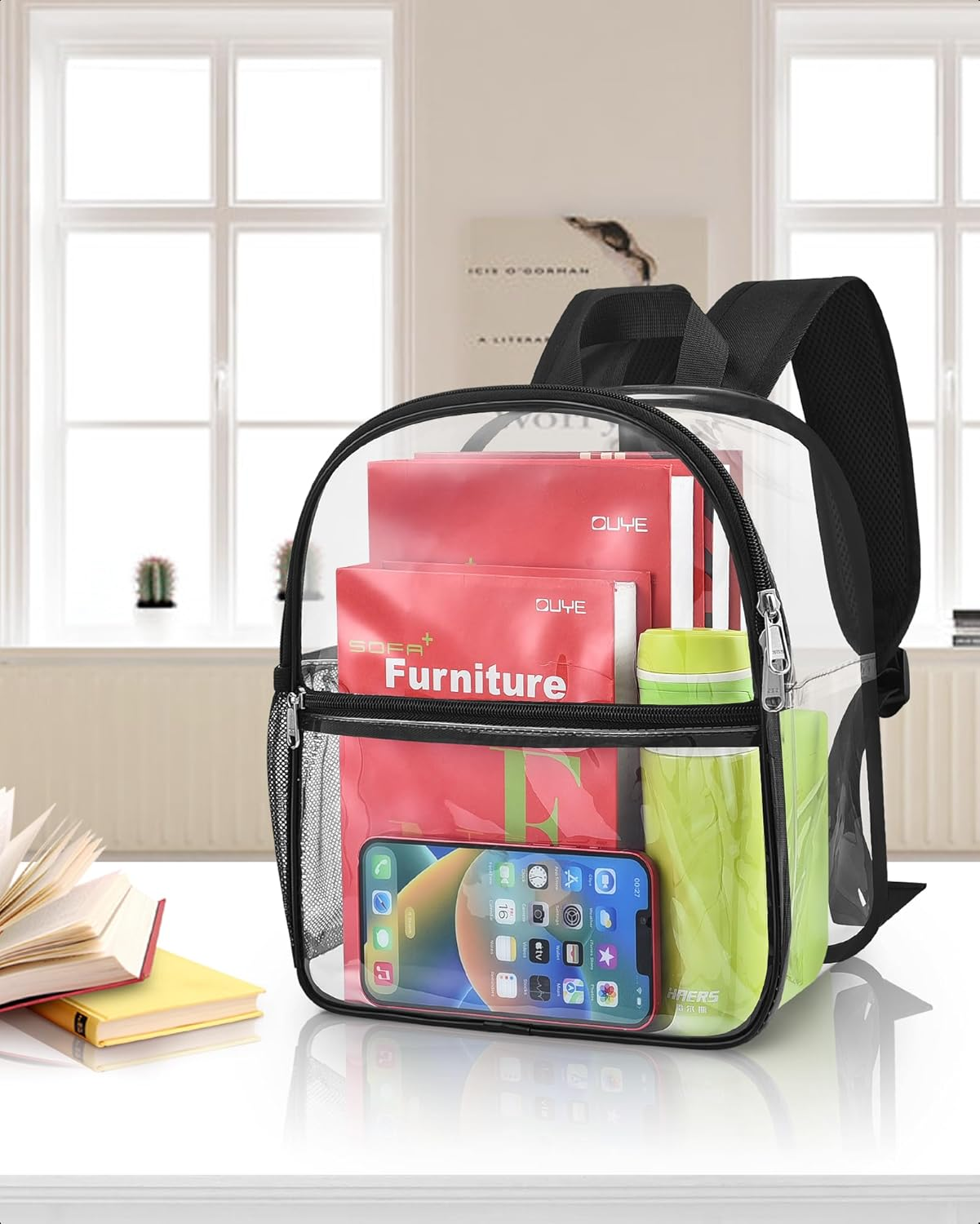 Paxiland Clear Backpack Stadium Approved 12&times;12&times;6, Clear Heavy Duty Mini Backpack for Concert Sport Events Work Travel School