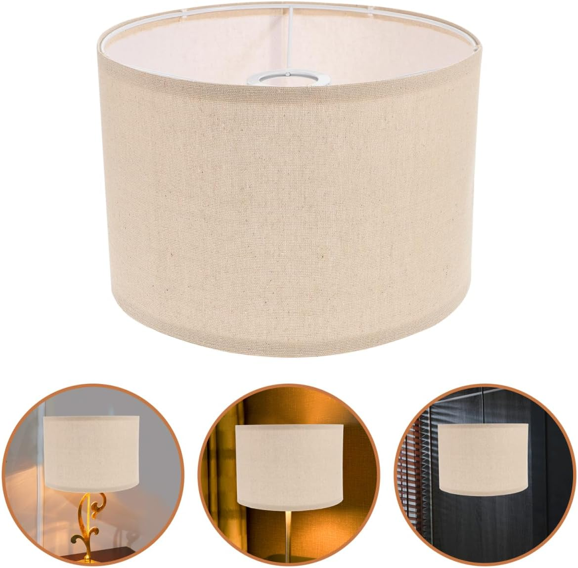 HOLIDYOYO Drum Lampshades - 26.5 X 19 Cm Natural Linen Fabric Lampshade Replacement Classic Modern Style Decor for Floor Medium Table Bedside Light