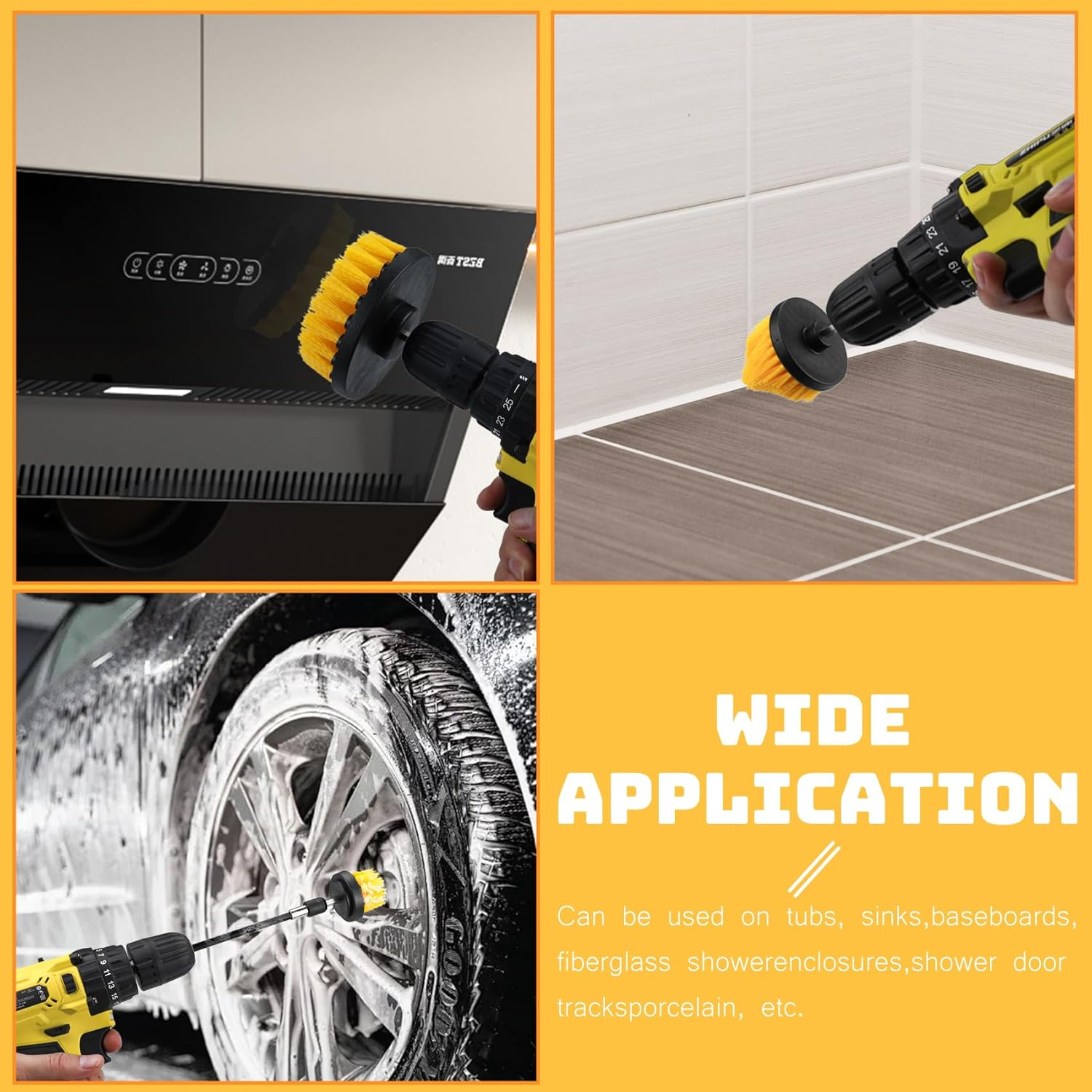 5 Pcs Drill Brush Kit, Drill Brush Attachment Set for Car Carpet, Cleaning Brush Supplies Kit for Bathroom Surface, Floor Mat, Car Detailing, Drill Scrubber Brush Kit Accessories for Cleaning Wheels image number 6